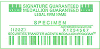 Specimen Medallion Signature Guarantee