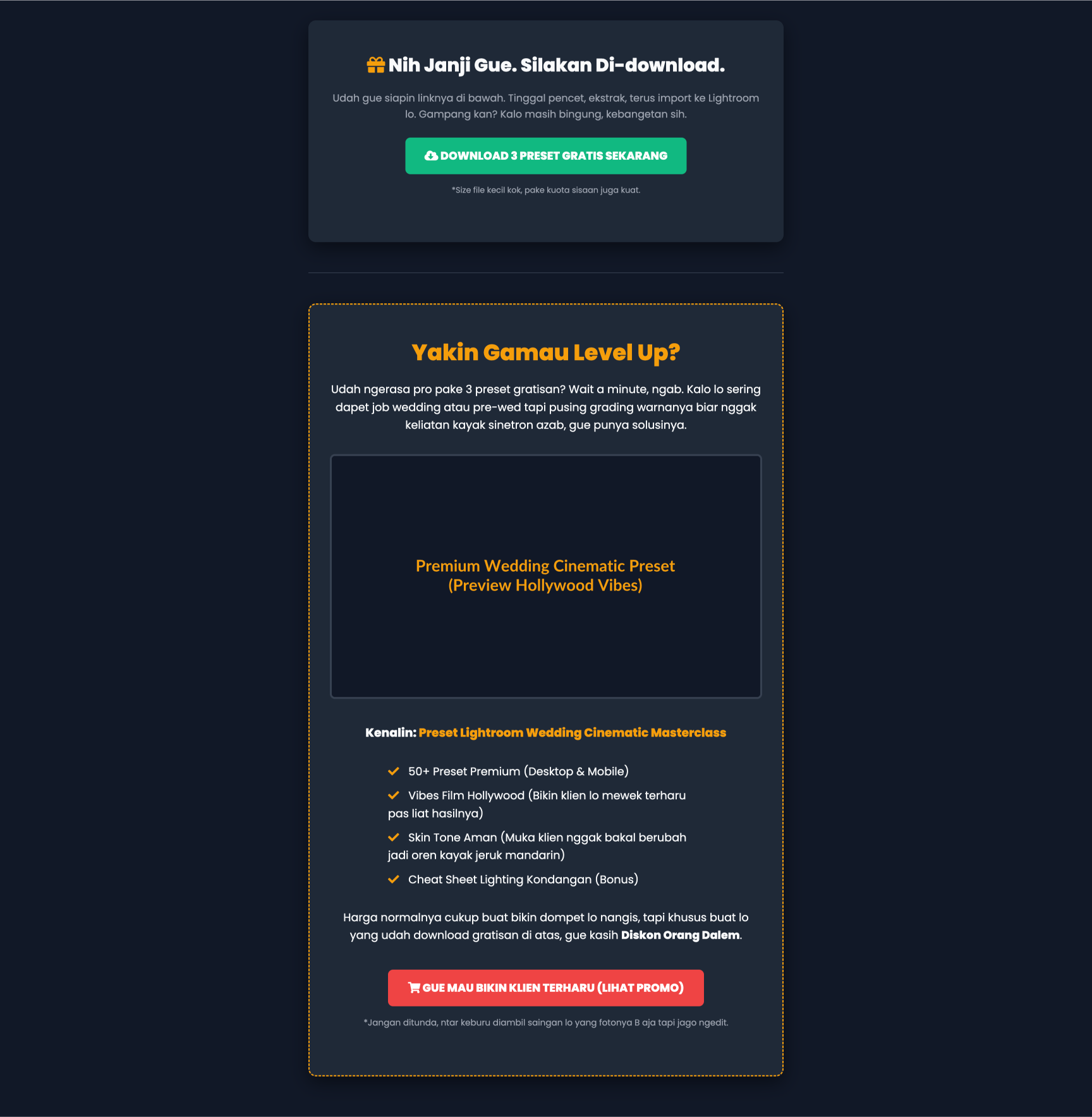 Preset Lightroom Wedding Cinematic
