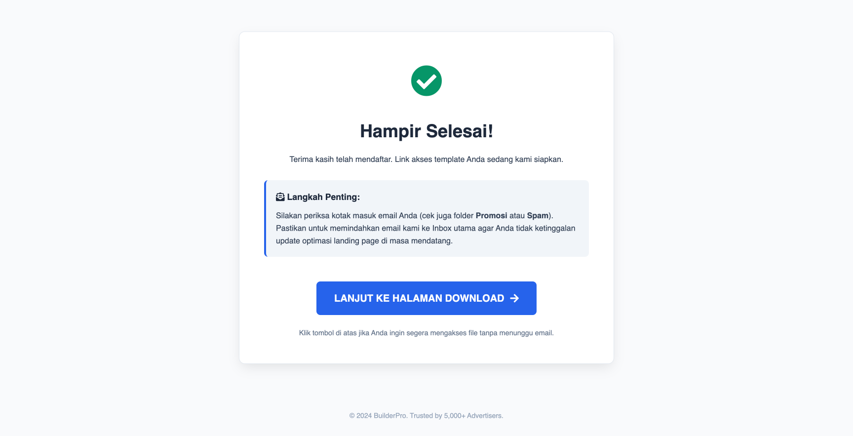 Landing Page Builder Terintegrasi
