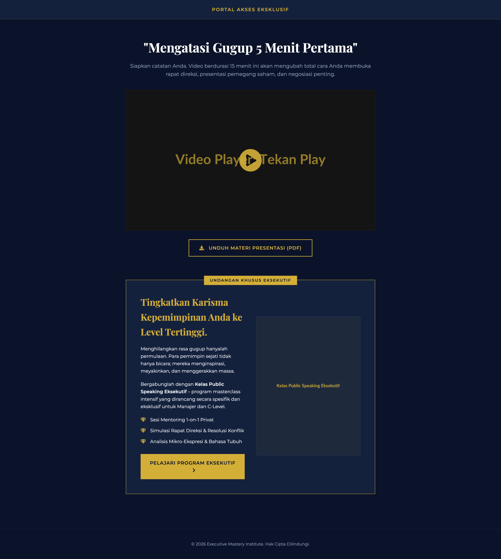 Kelas Public Speaking Eksekutif