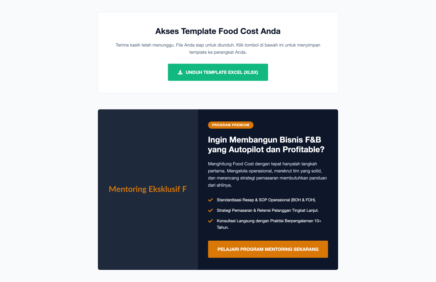 Mentoring Bisnis F&B