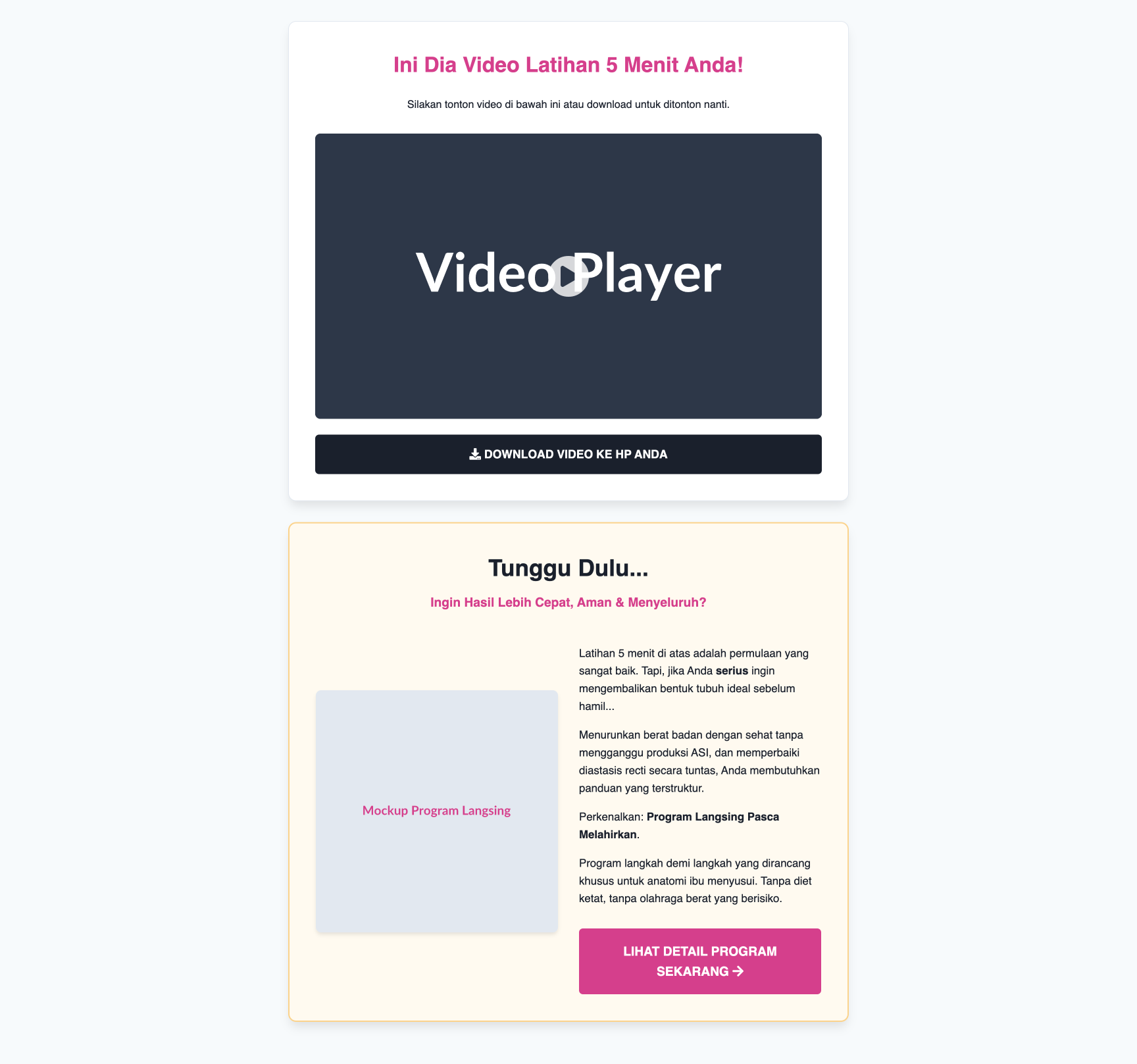 Program Langsing Pasca Melahirkan