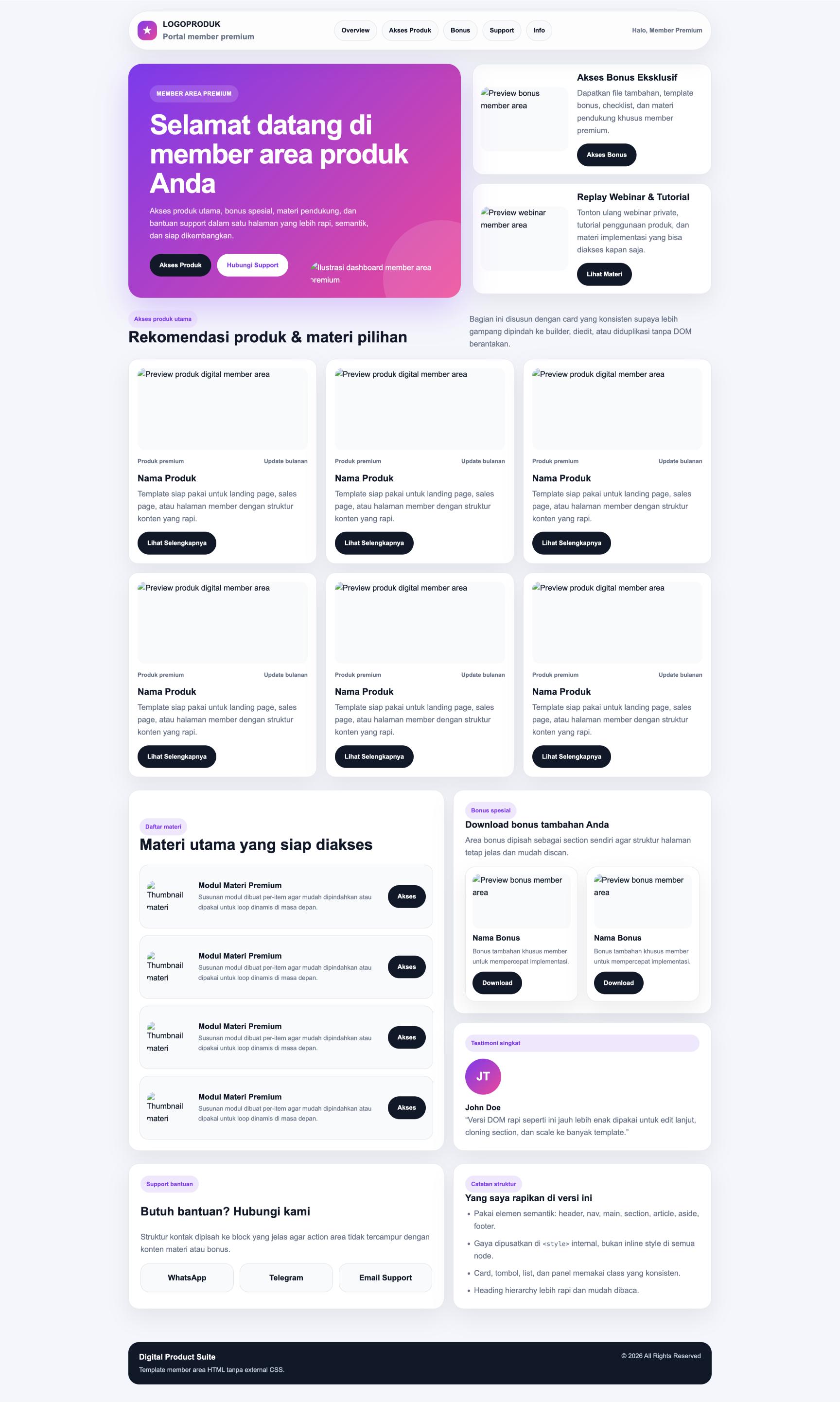Member Area 01 Vibrant Premium Clean