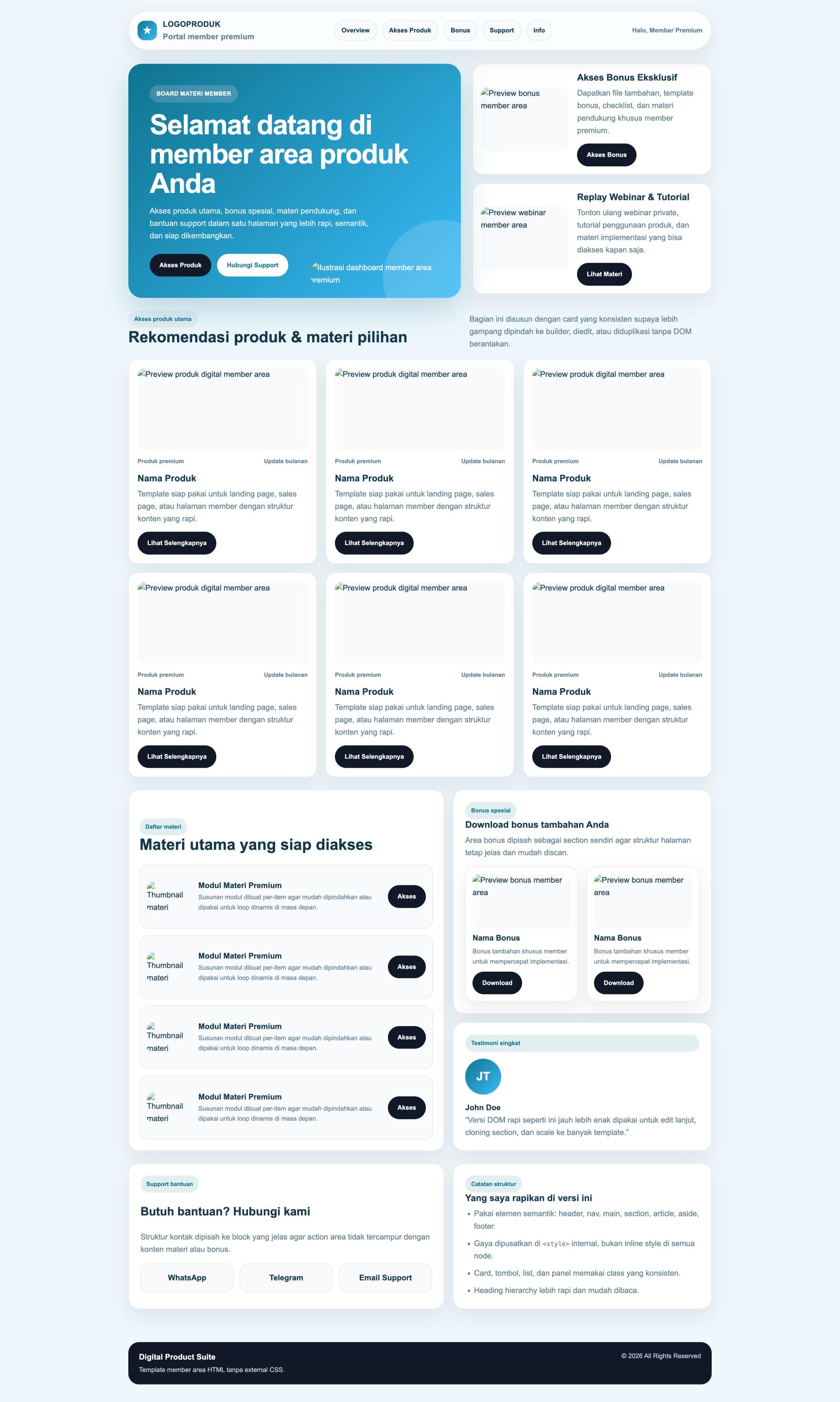 Member Area 10 Lesson Board Minimal Clean