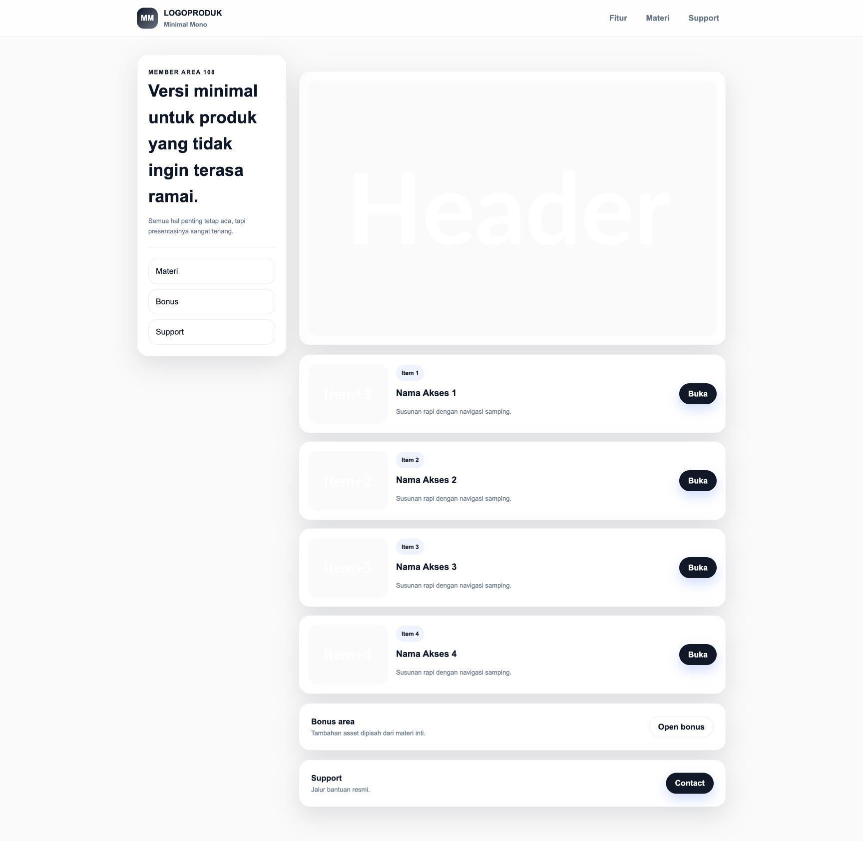 Member Area 108 Minimal Mono