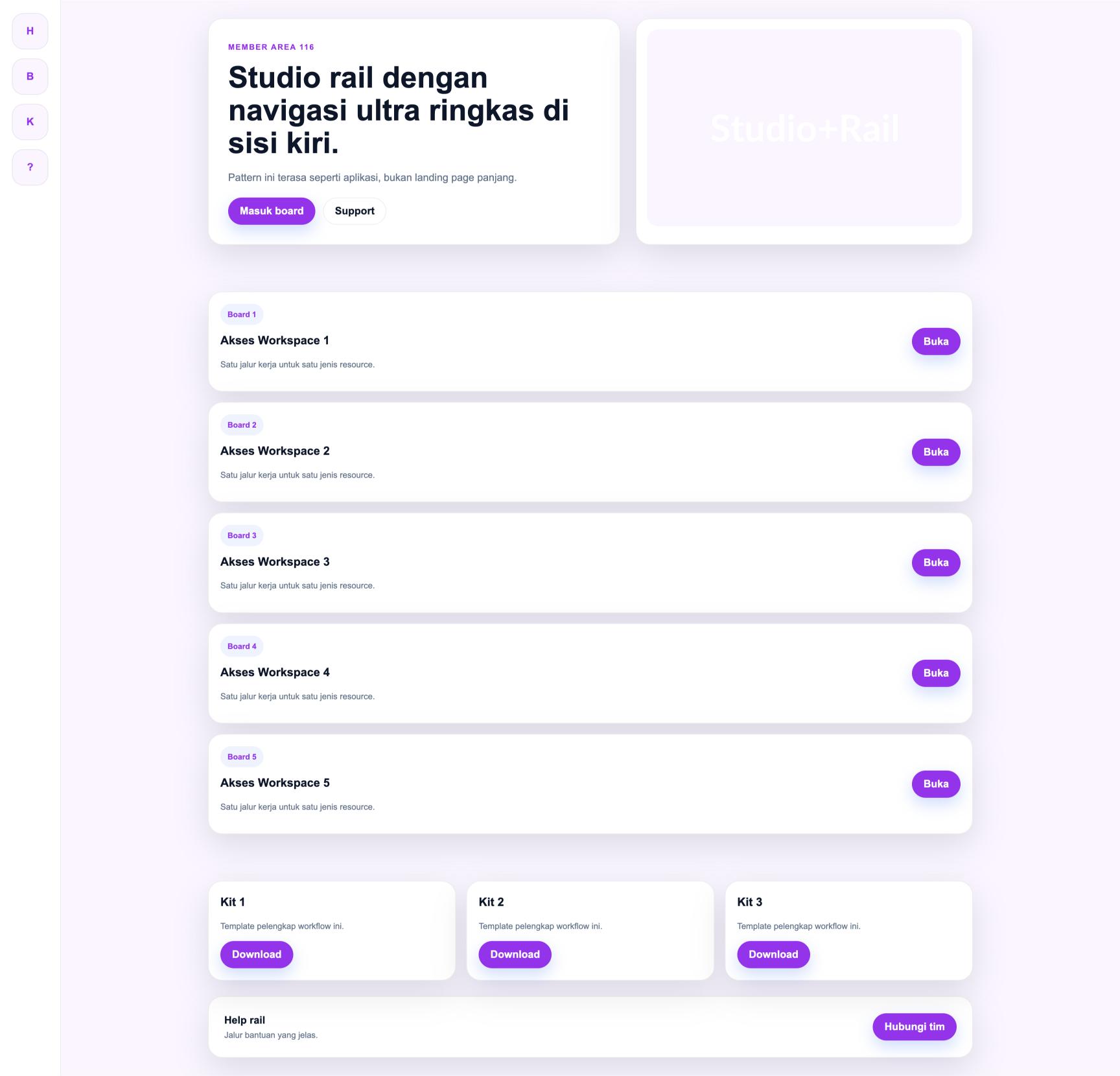 Member Area 116 Studio Rail