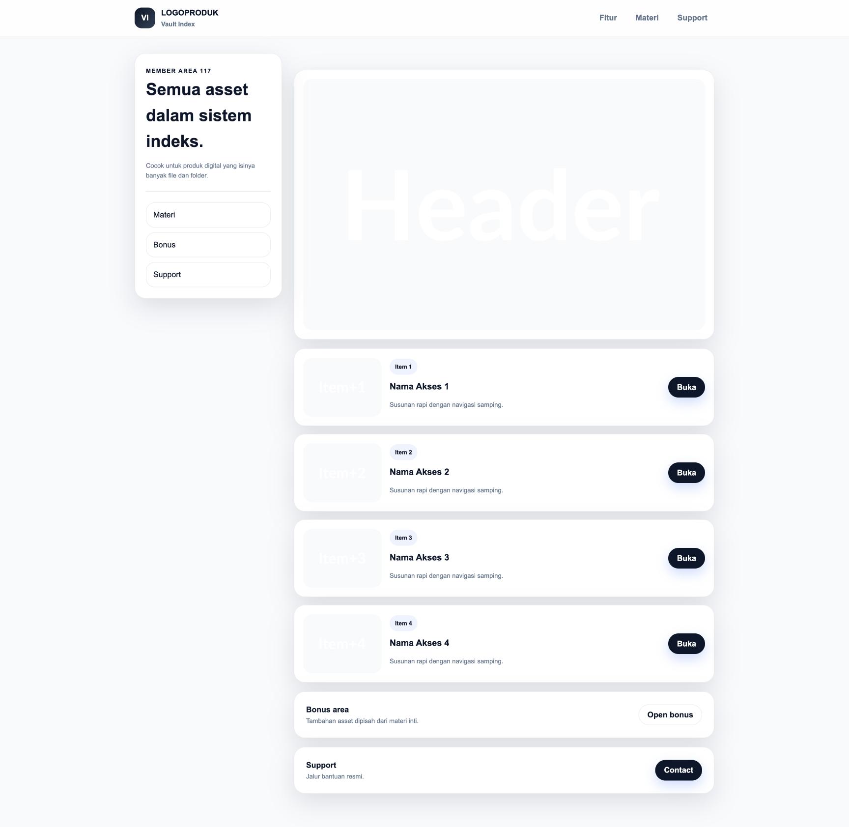 Member Area 117 Vault Index