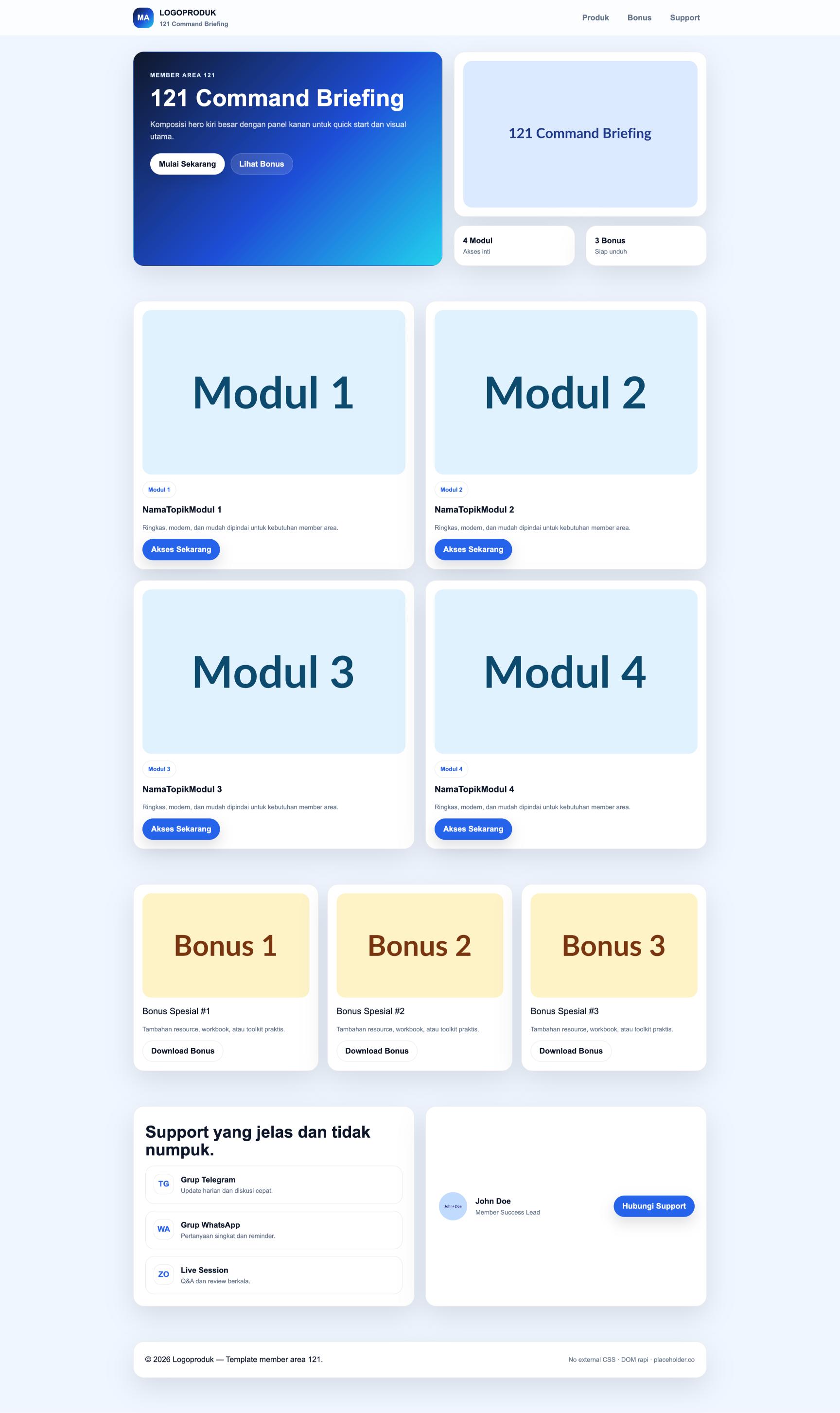 Member Area 121 Command Briefing