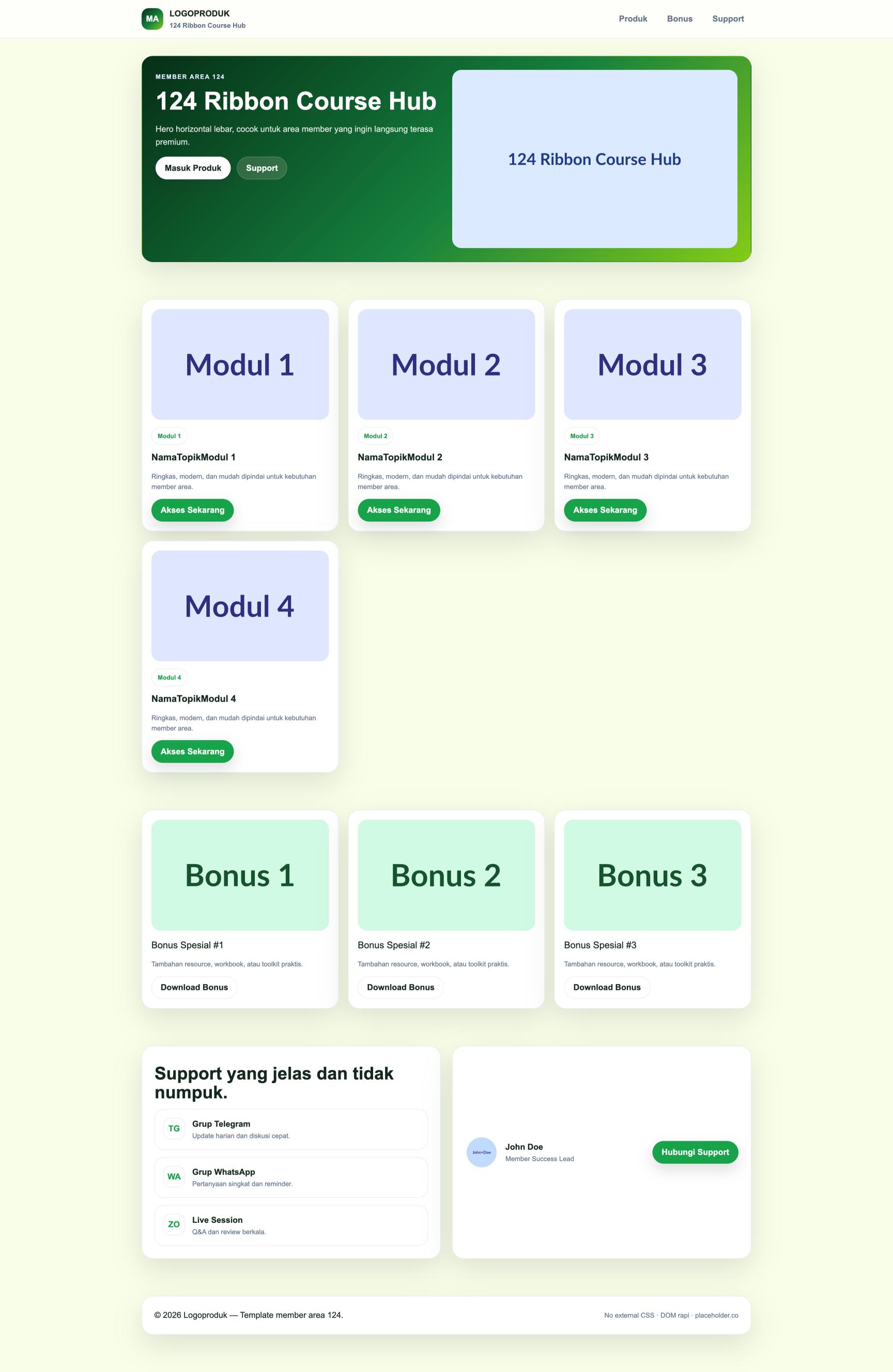 Member Area 124 Ribbon Course Hub