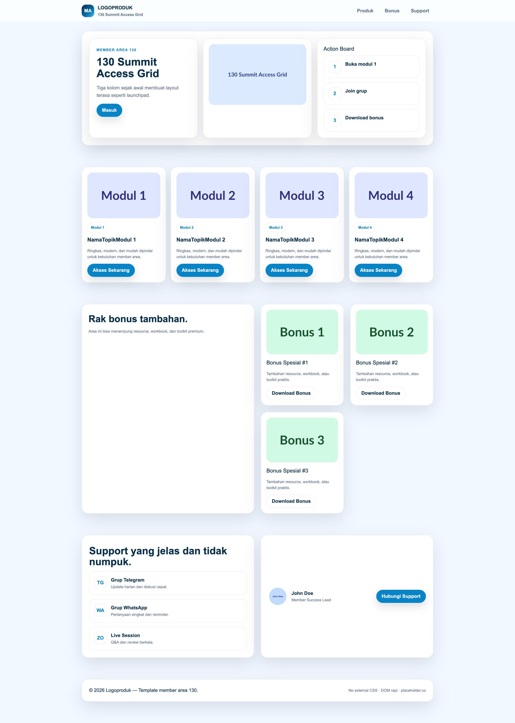 Member Area 130 Summit Access Grid