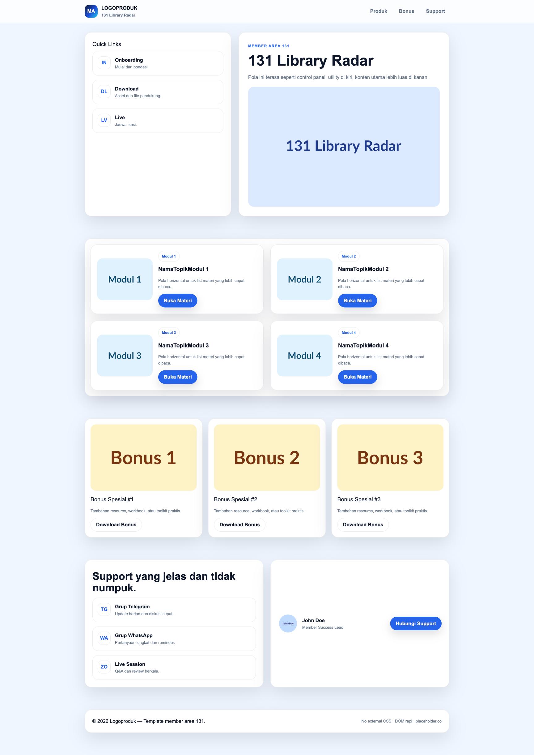 Member Area 131 Library Radar