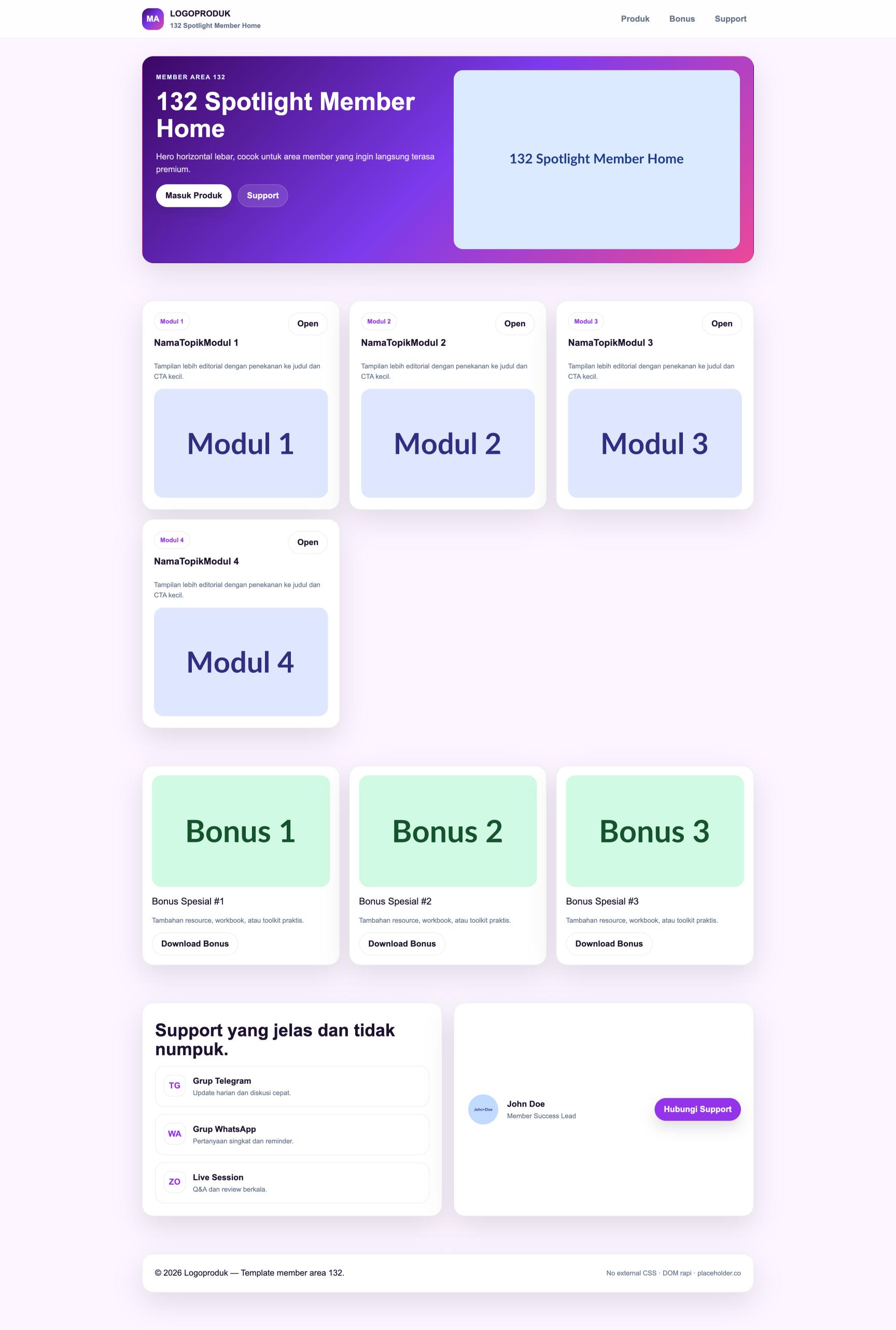 Member Area 132 Spotlight Member Home