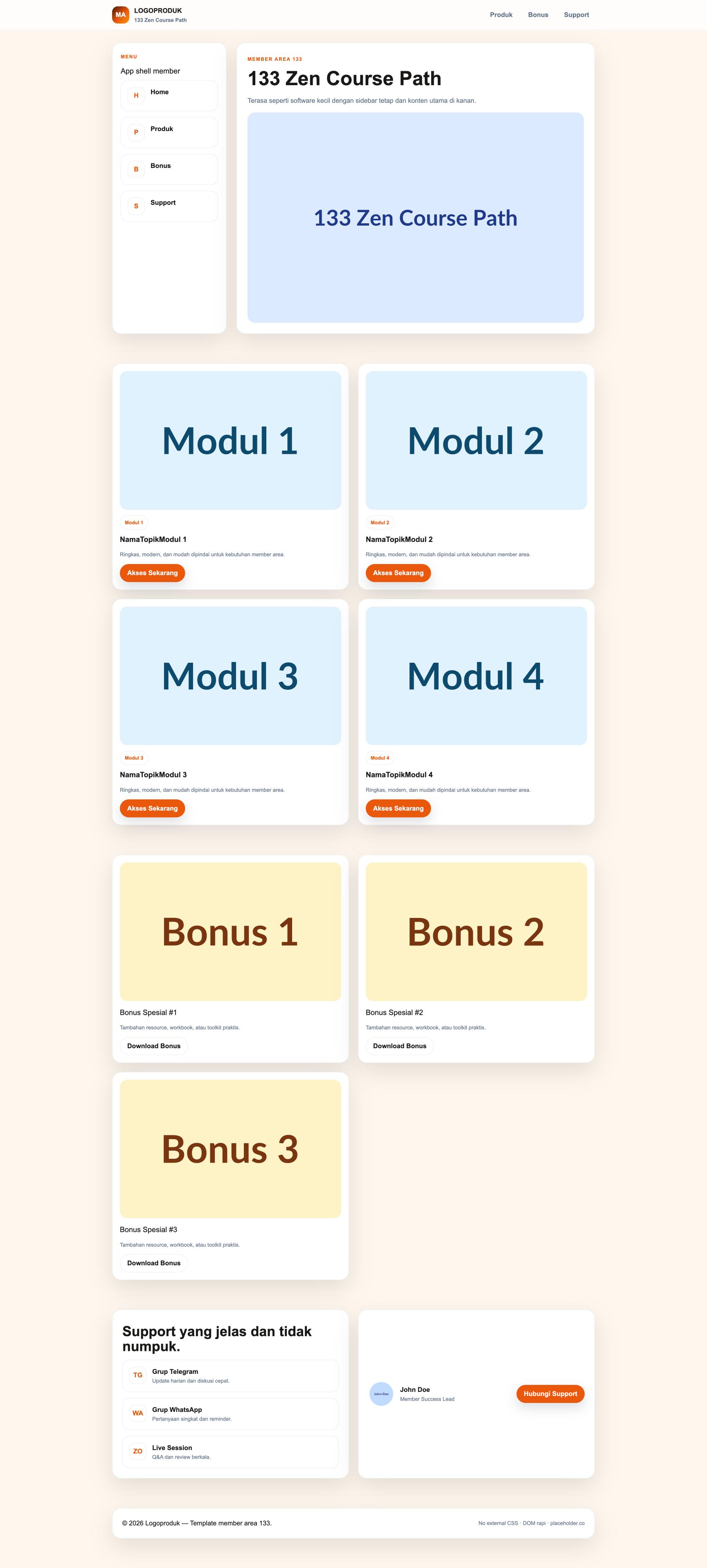 Member Area 133 Zen Course Path
