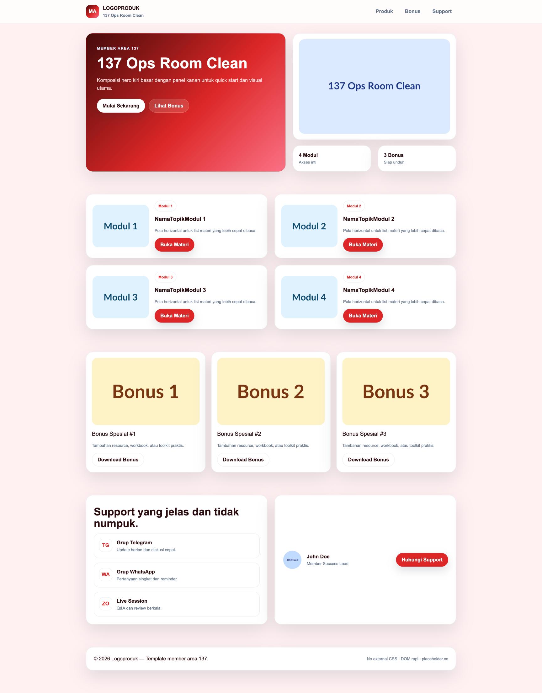 Member Area 137 Ops Room Clean