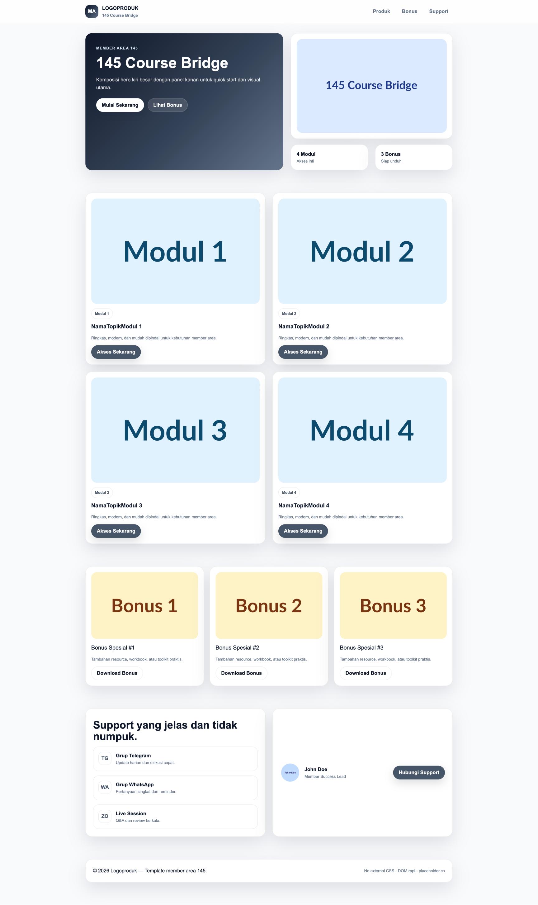 Member Area 145 Course Bridge