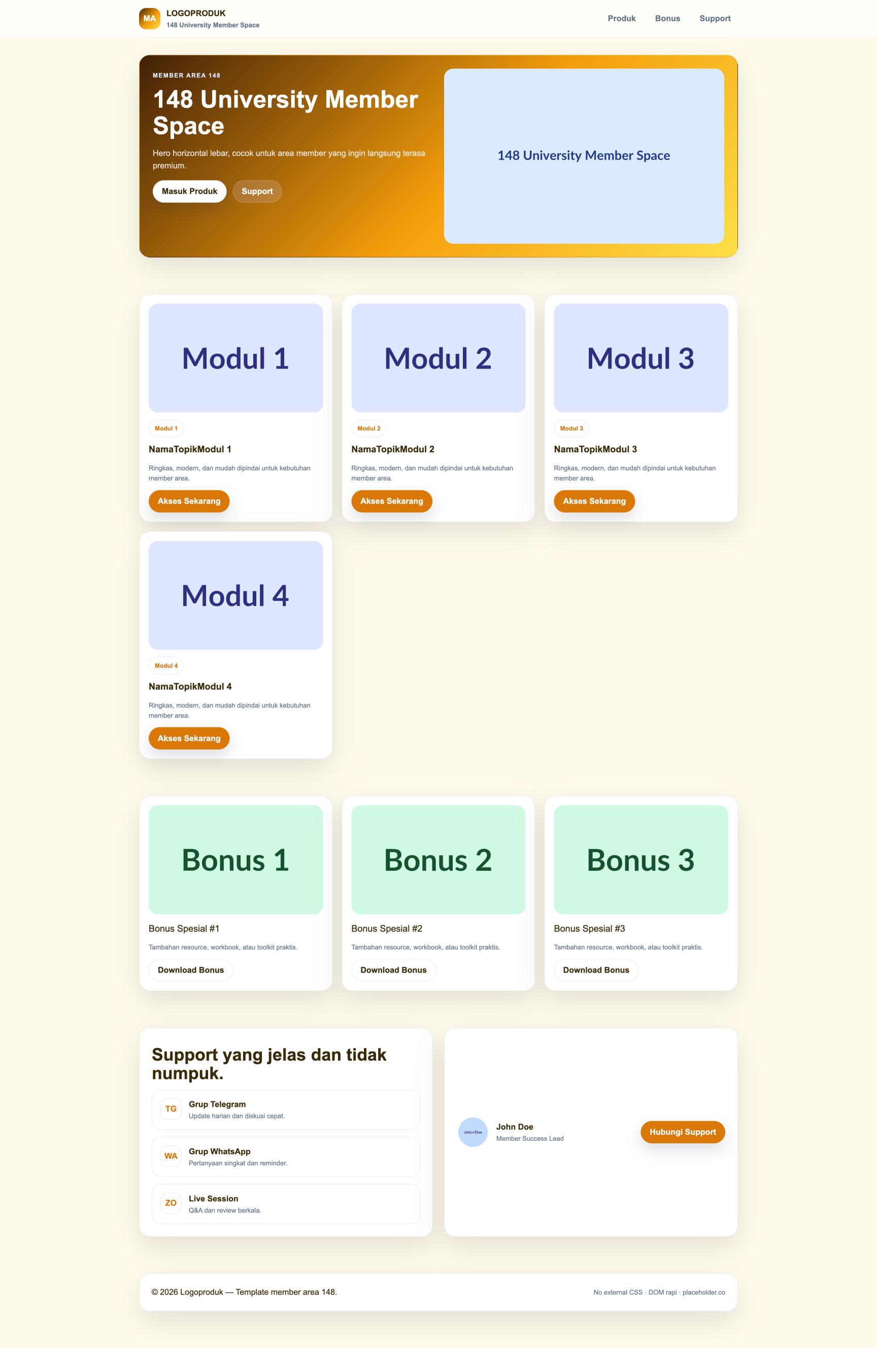 Member Area 148 University Member Space
