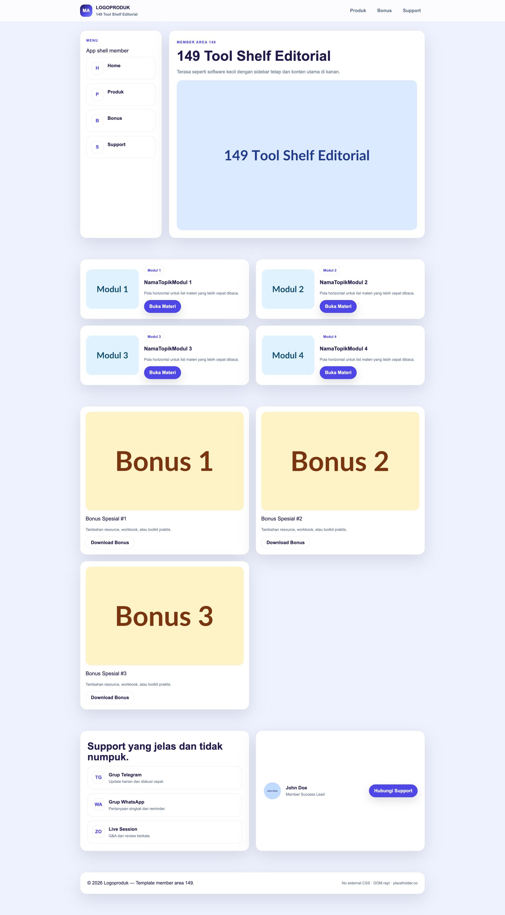 Member Area 149 Tool Shelf Editorial