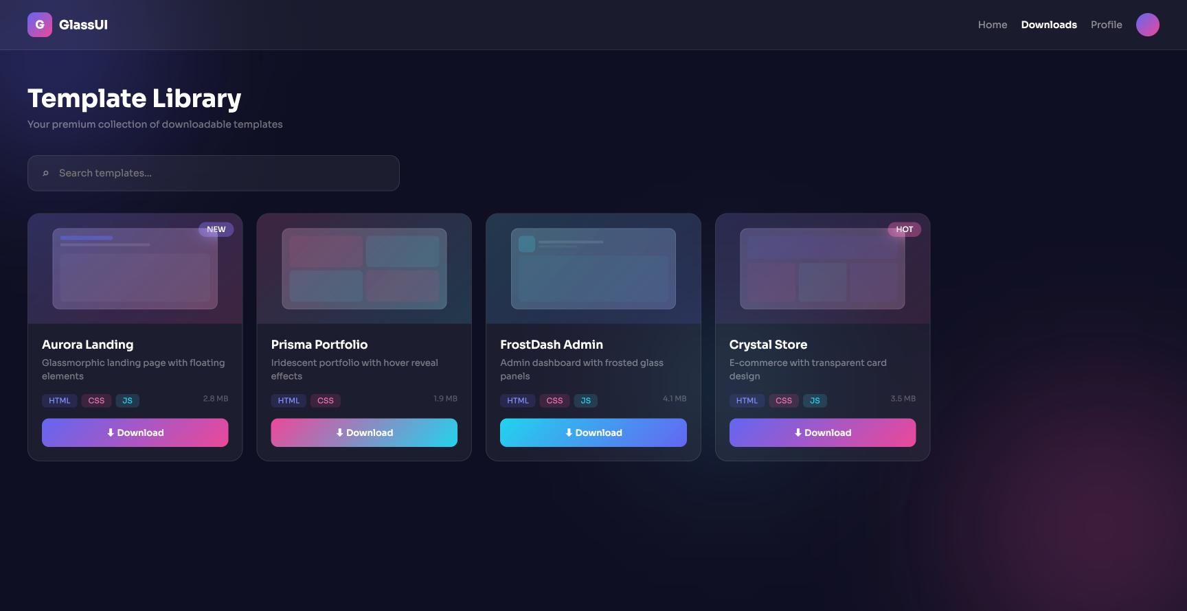 Member Area 15 Glassmorphism Frosted