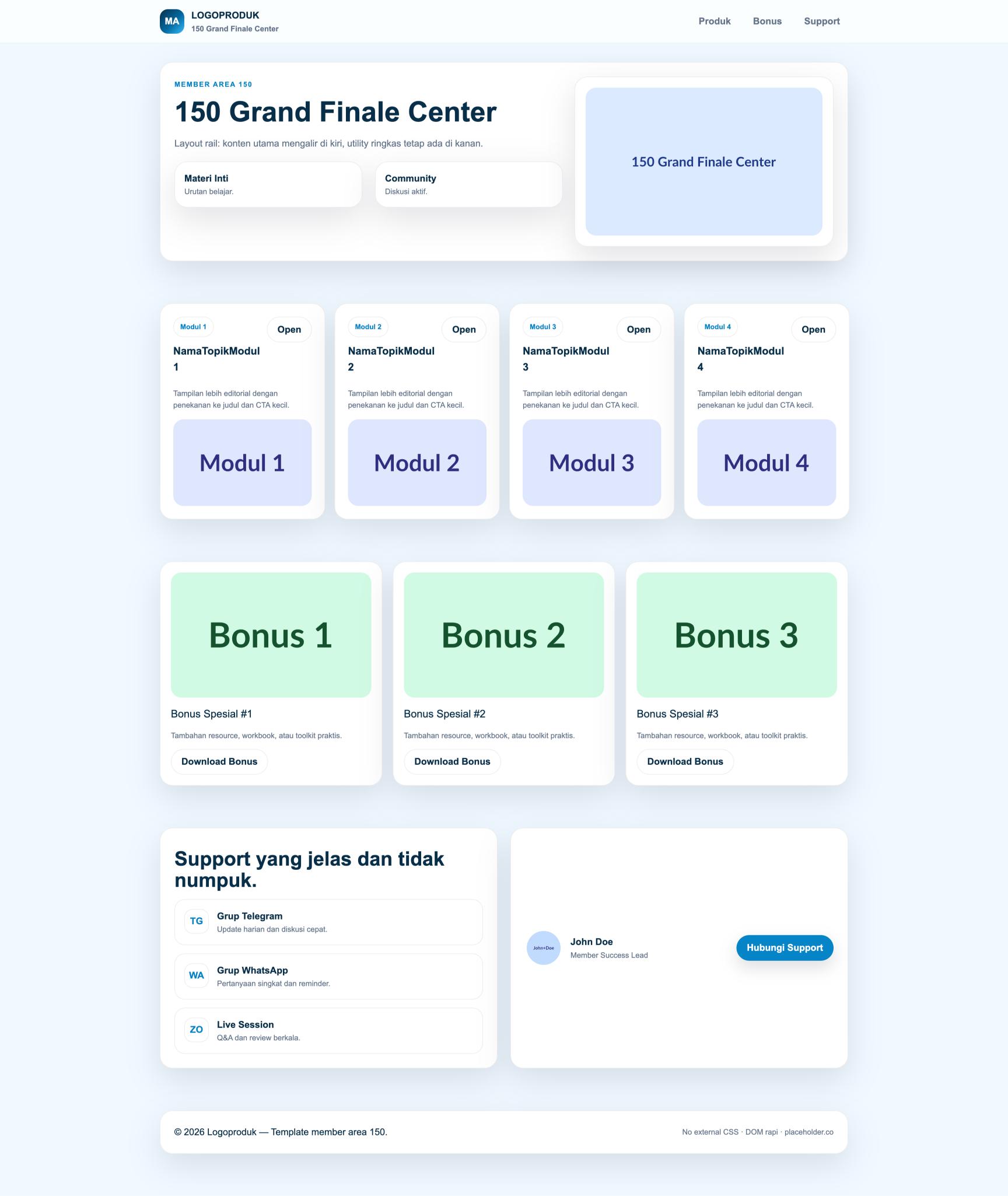 Member Area 150 Grand Finale Center