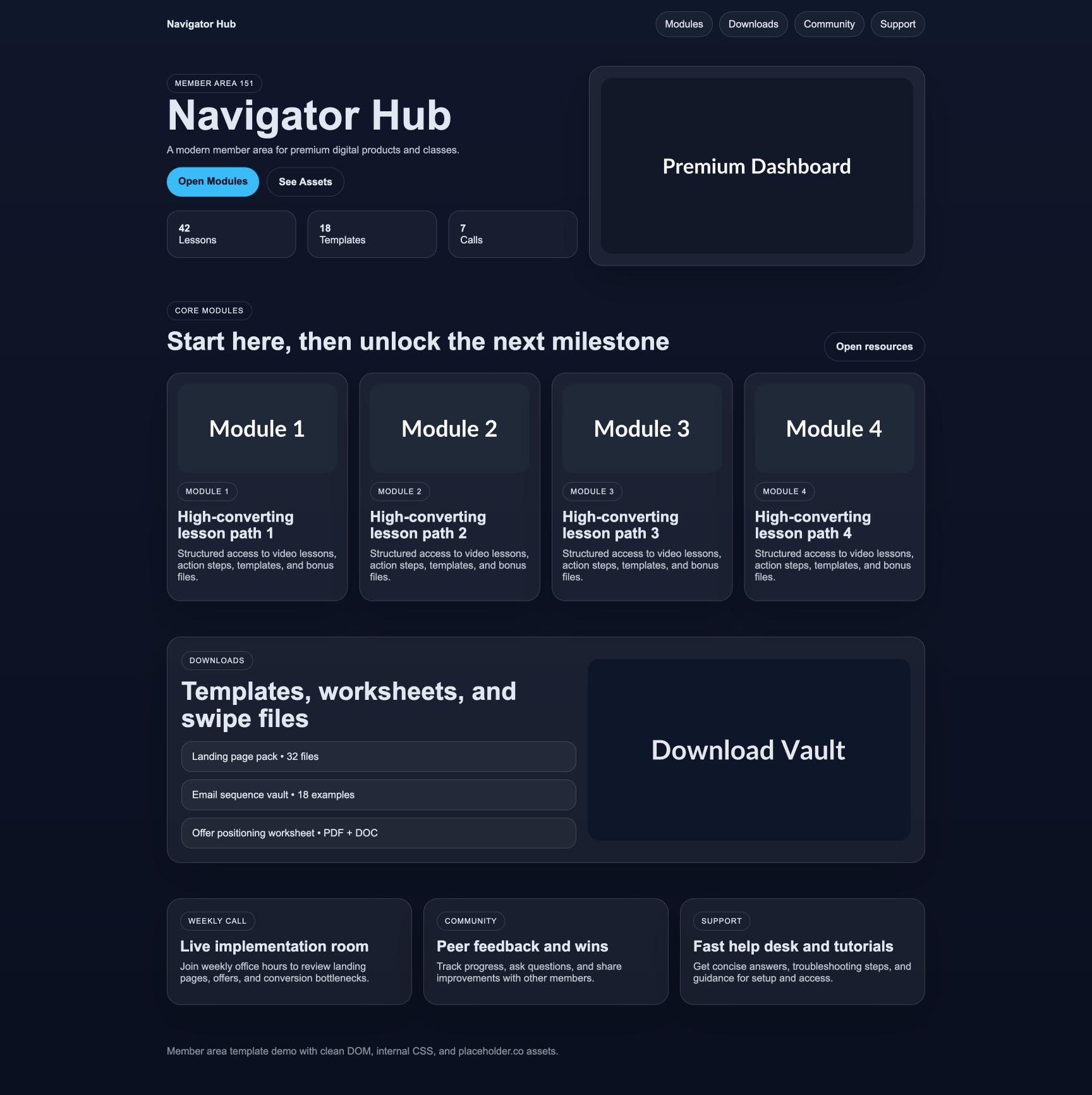 Member Area 151 Navigator Hub