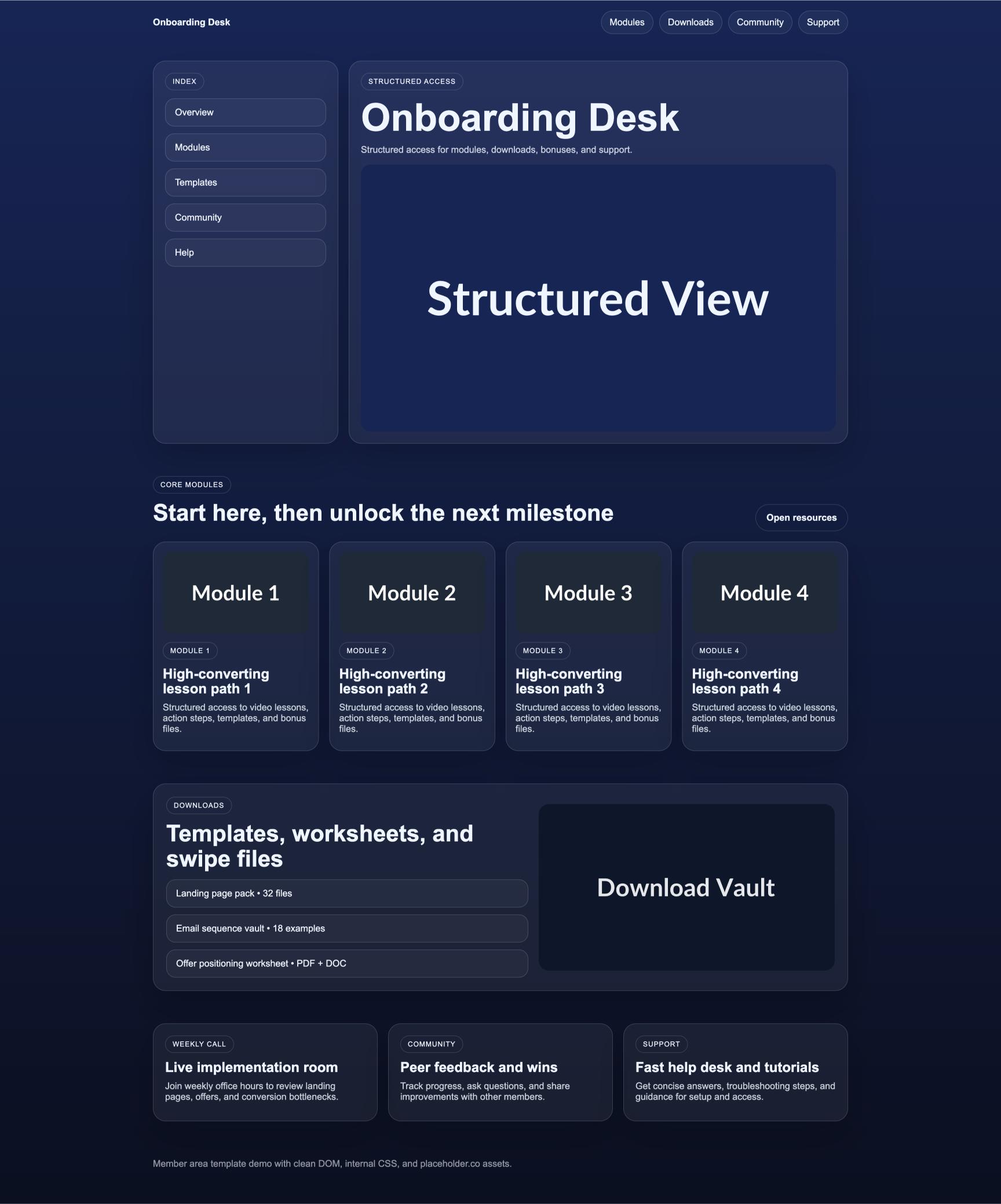 Member Area 162 Onboarding Desk