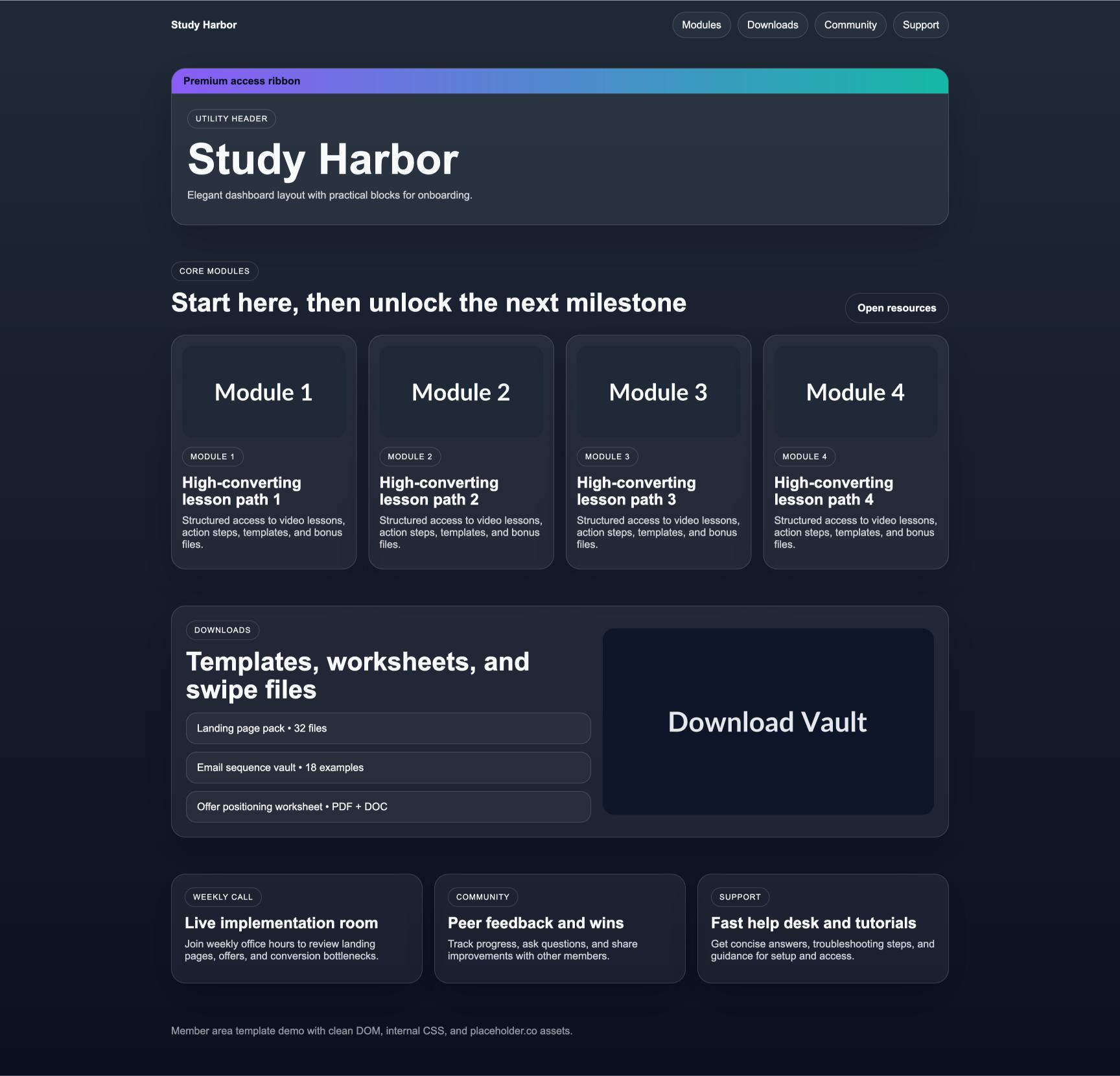 Member Area 165 Study Harbor