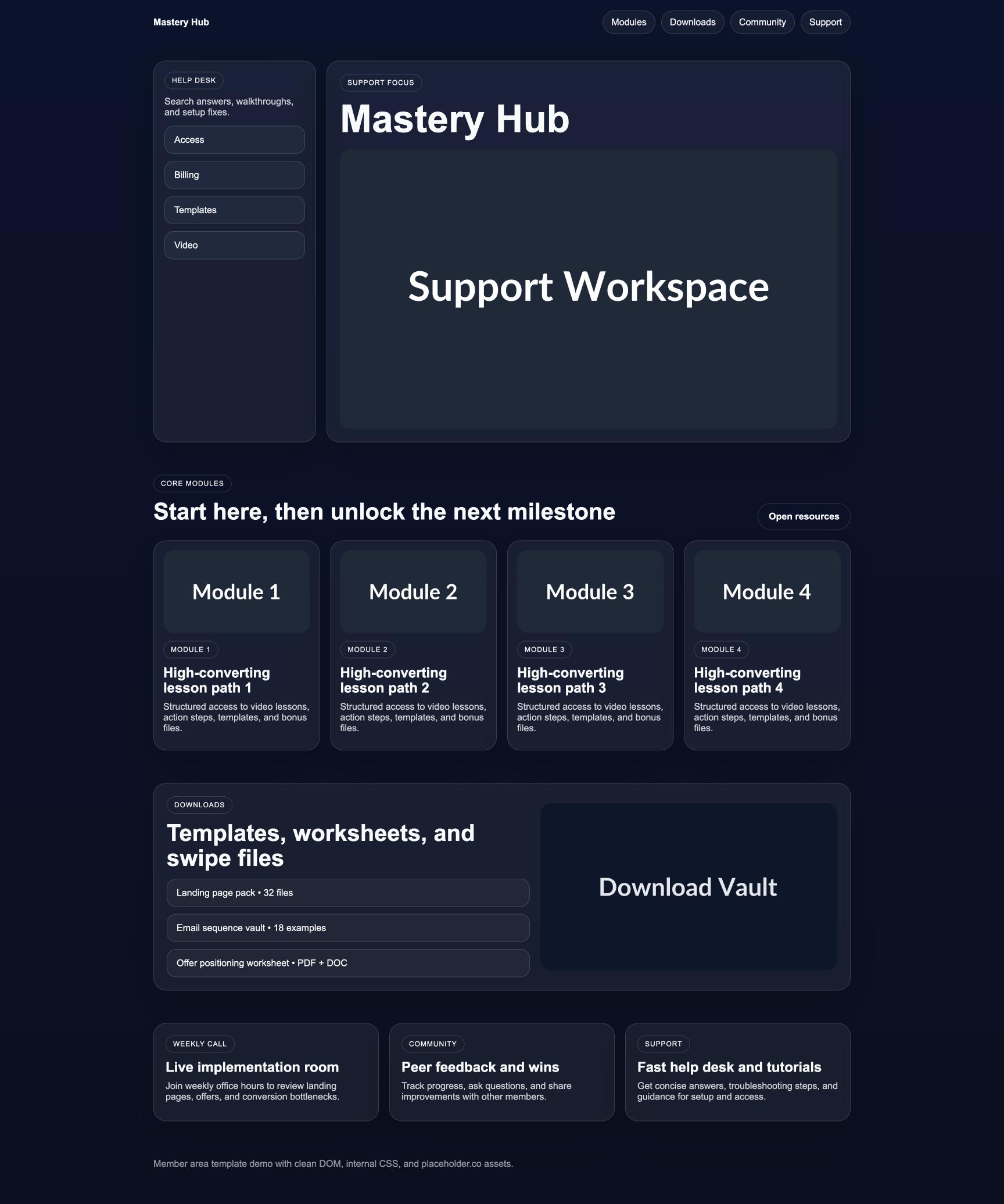 Member Area 172 Mastery Hub