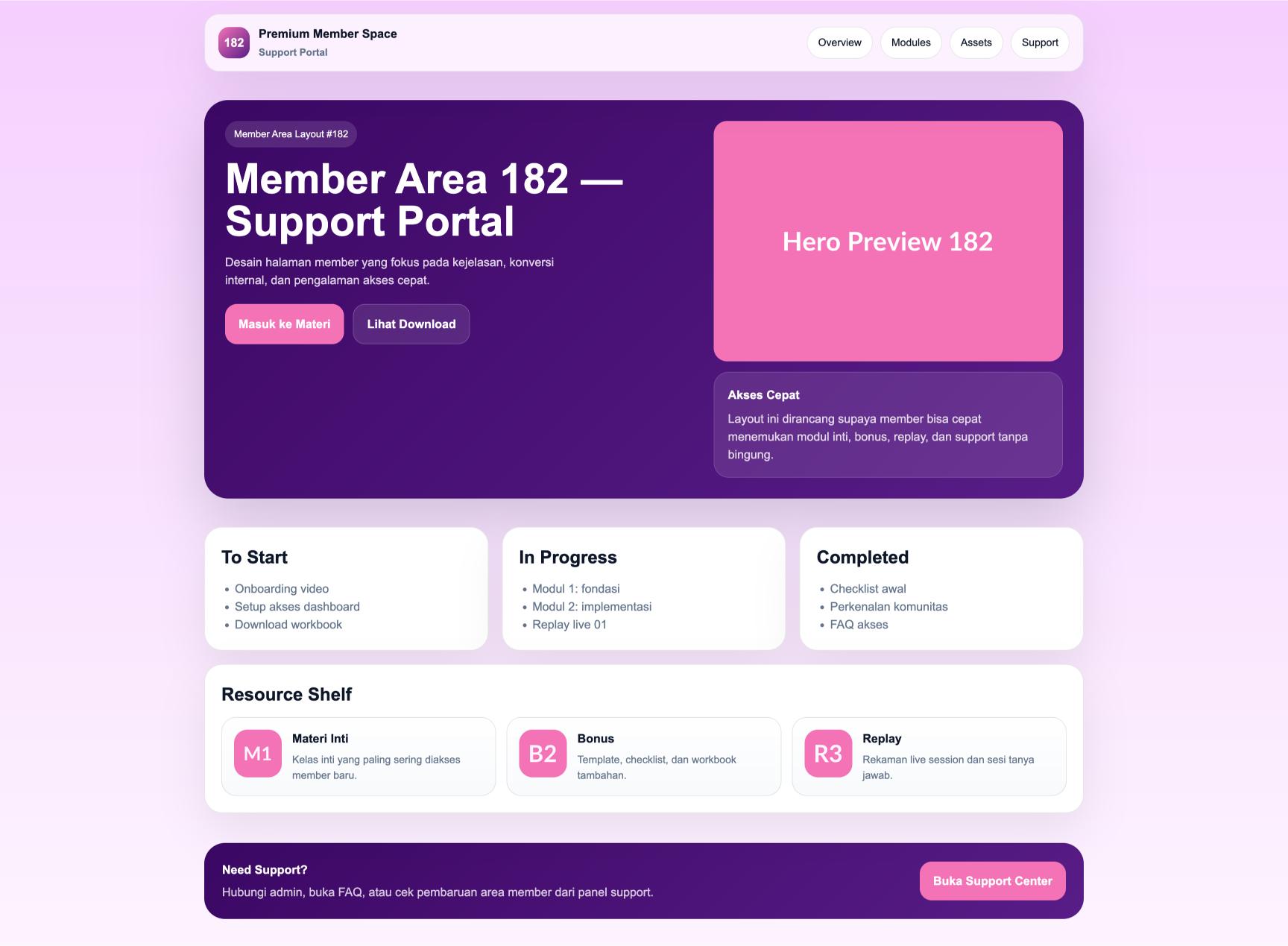 Member Area 182 Support Portal