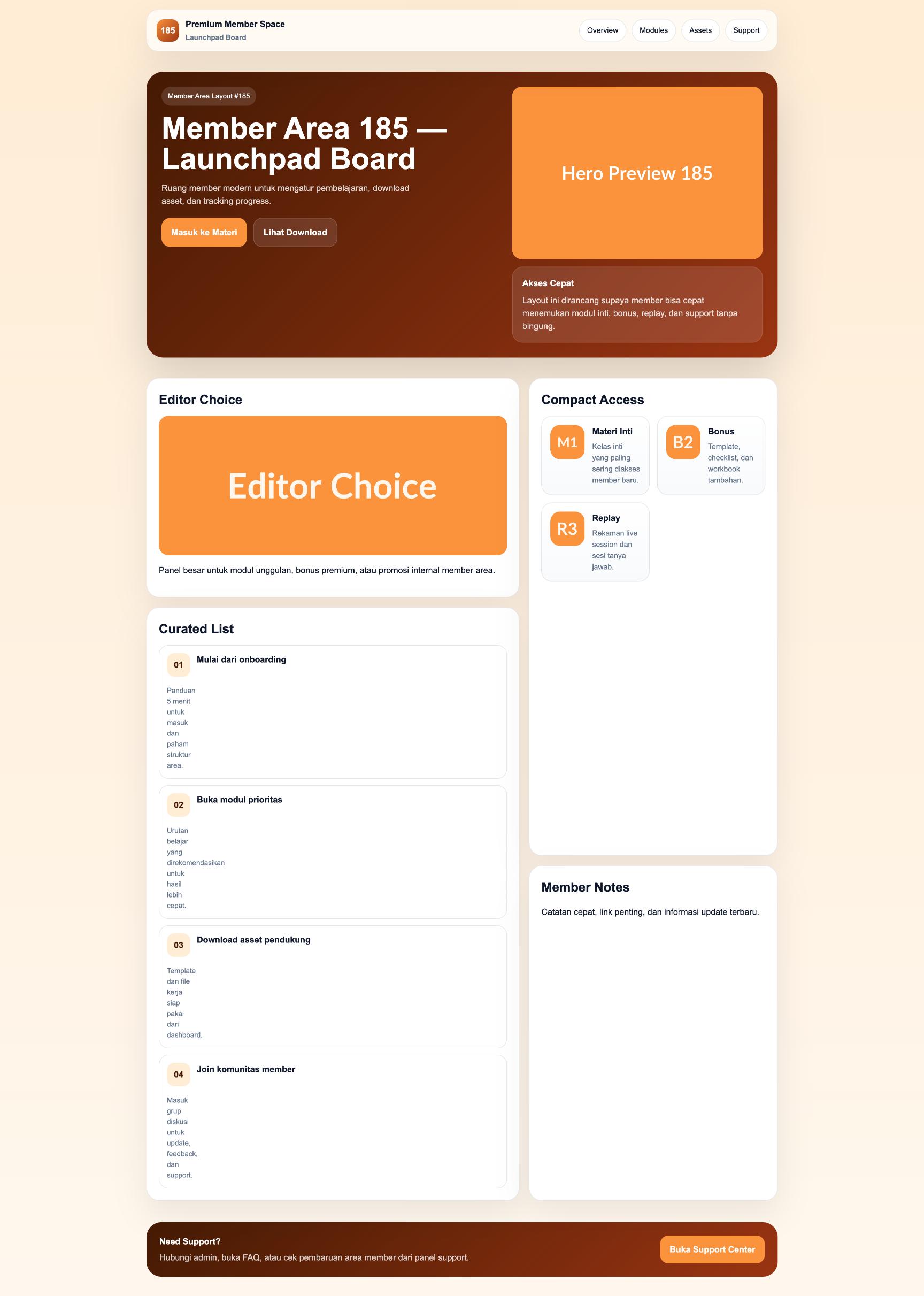 Member Area 185 Launchpad Board