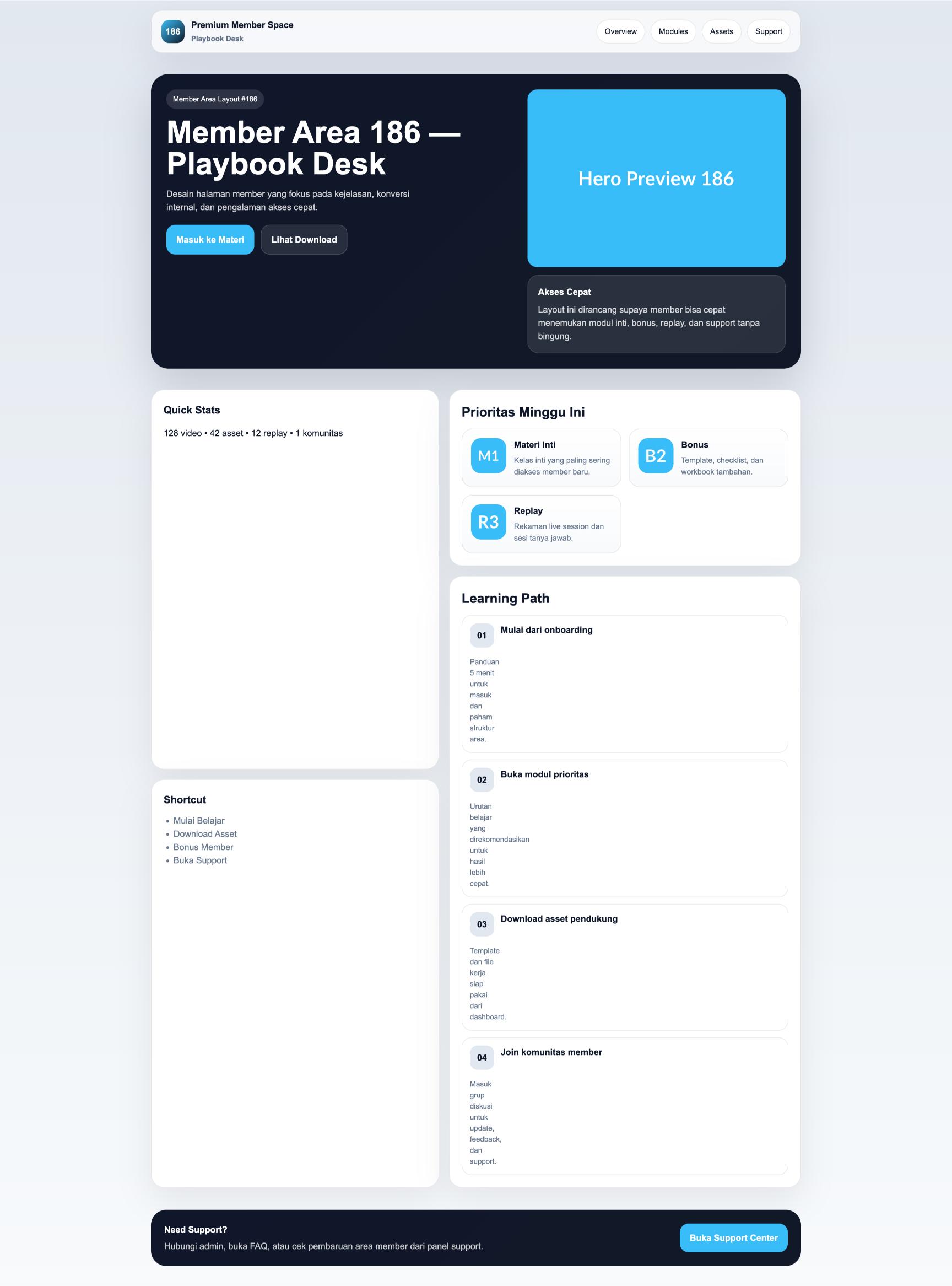 Member Area 186 Playbook Desk