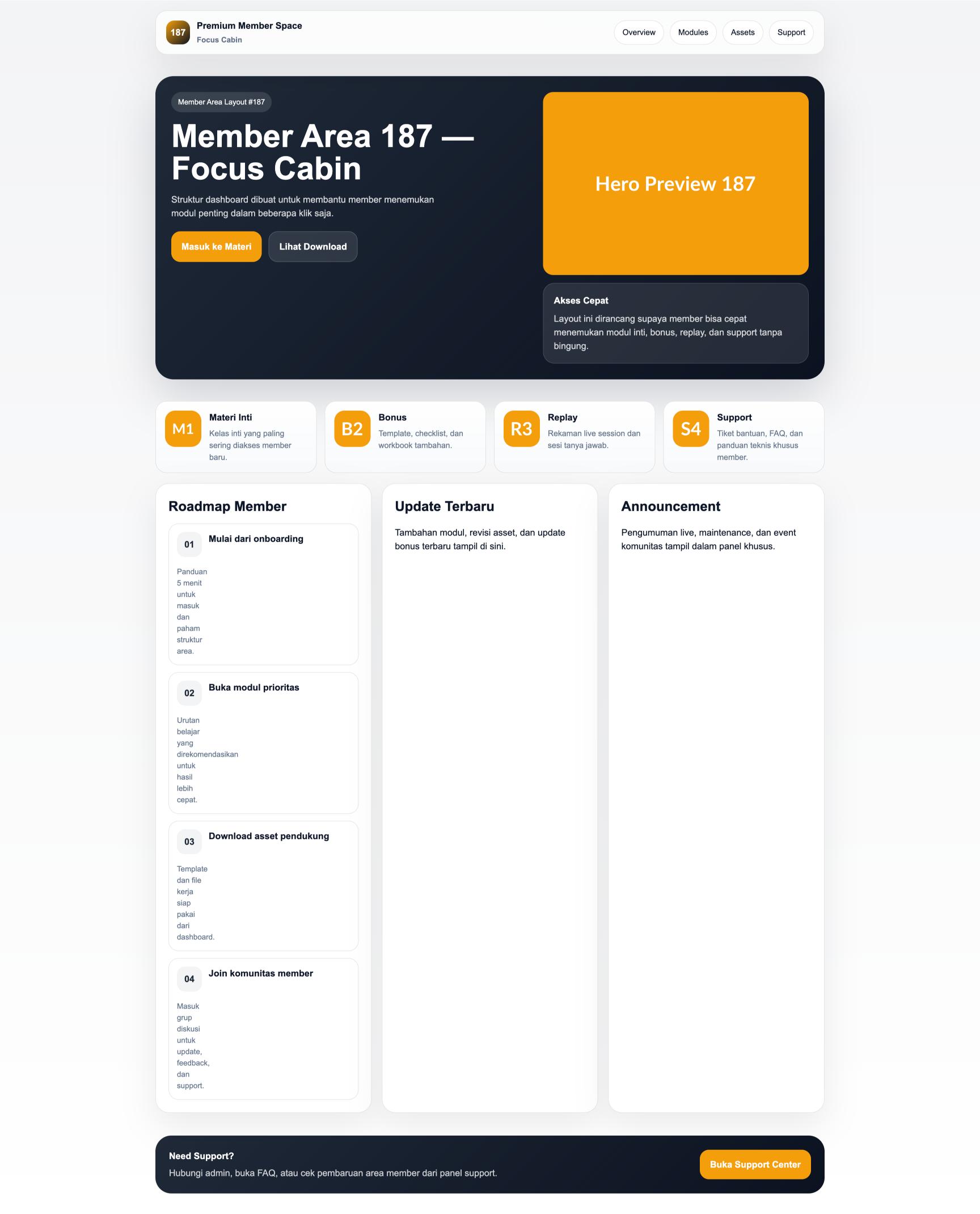 Member Area 187 Focus Cabin
