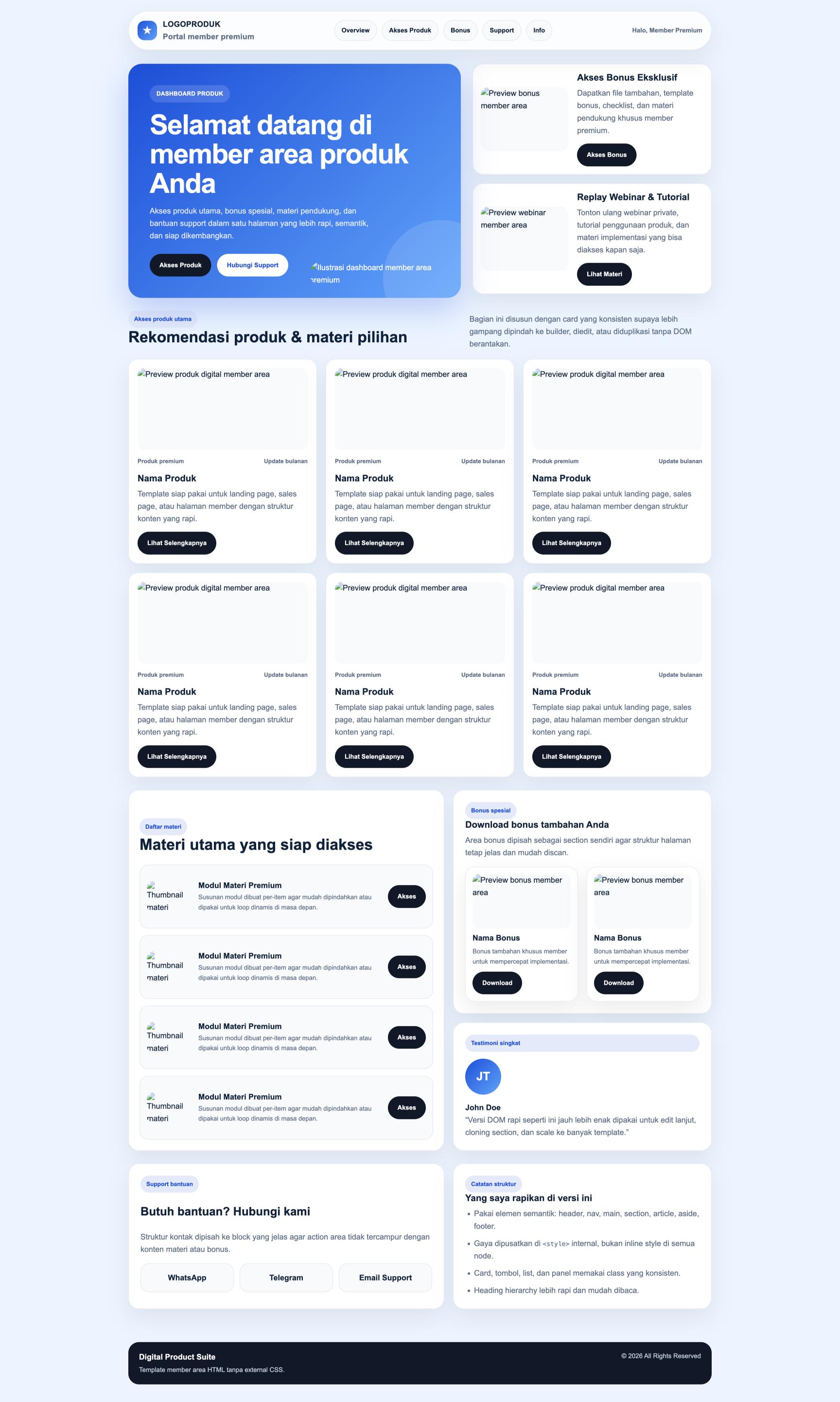 Member Area 02 Clean Blue Dashboard Clean