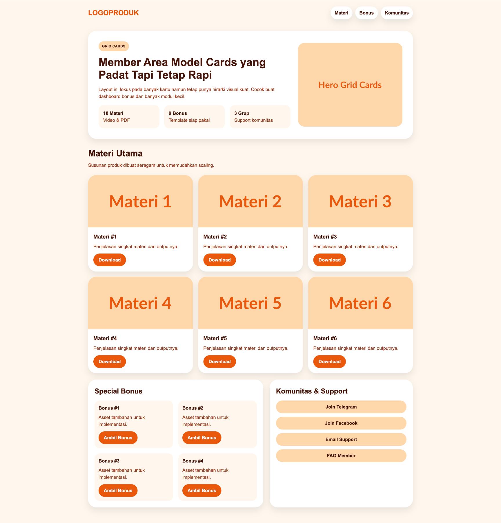 Member Area 26 Cards Coral