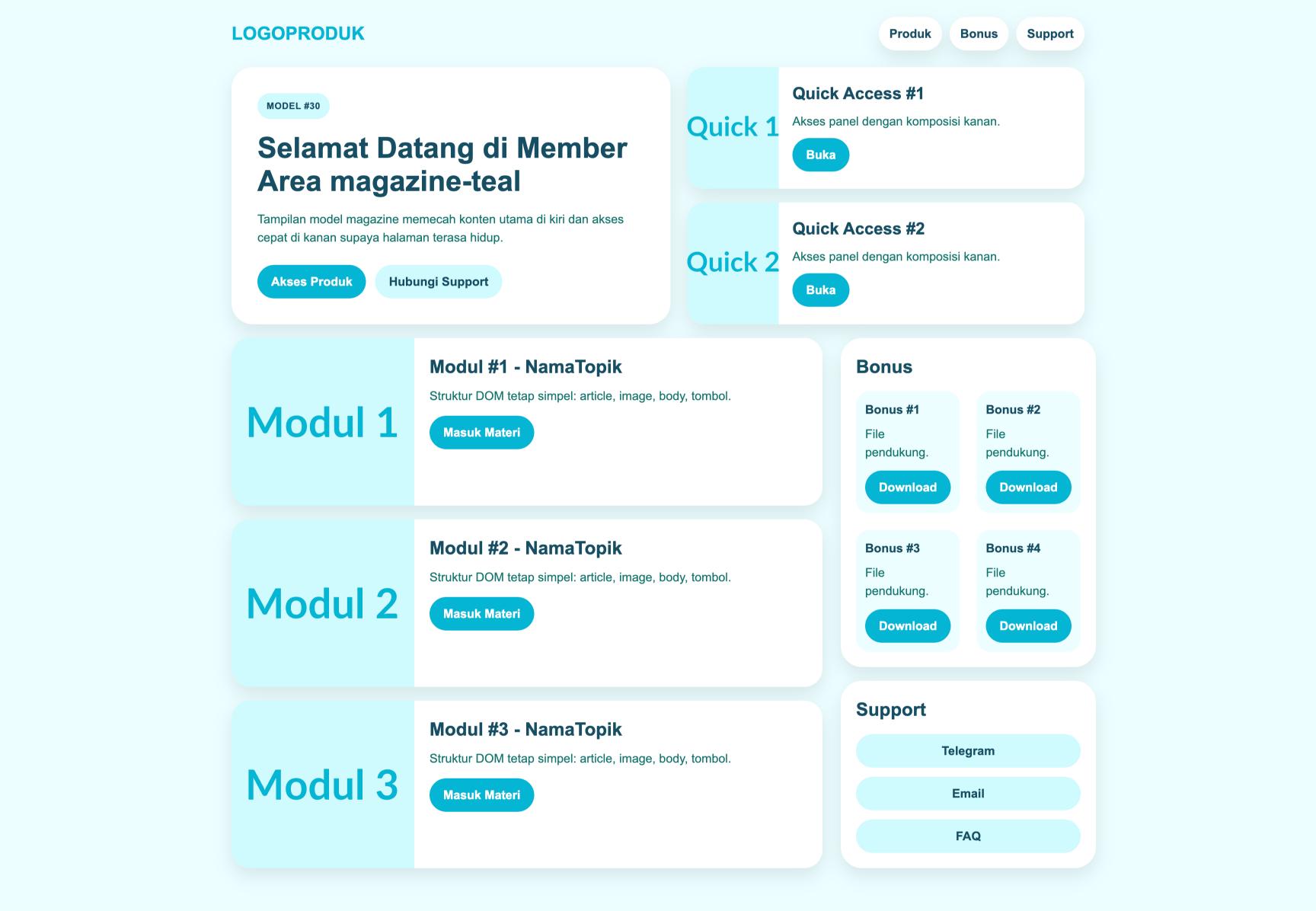 Member Area 30 Magazine Teal