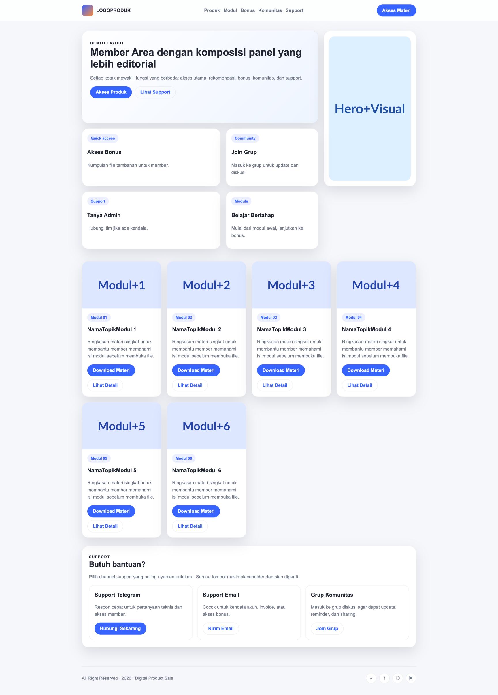 Member Area 44 Bento Editorial Light