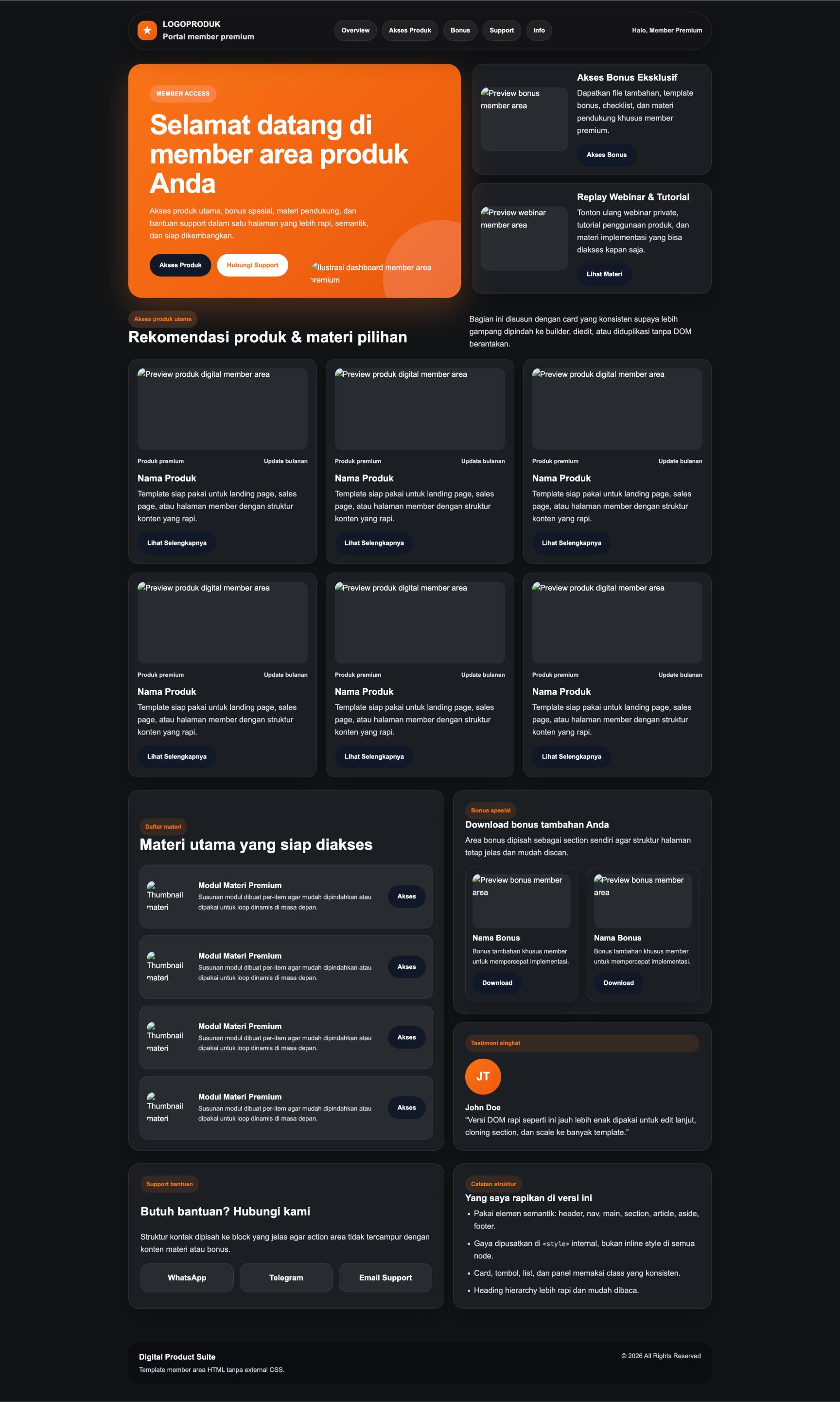 Member Area 05 Dark Orange Bold Clean
