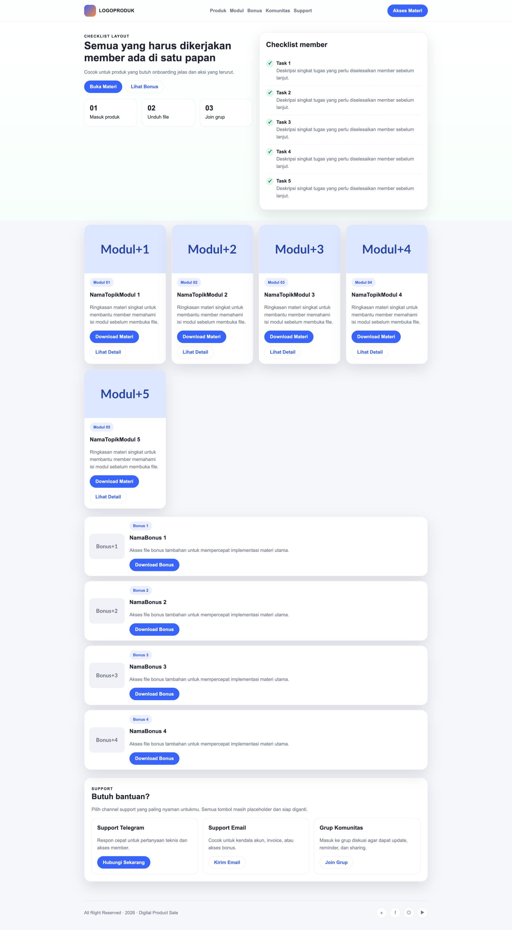Member Area 53 Checklist Board