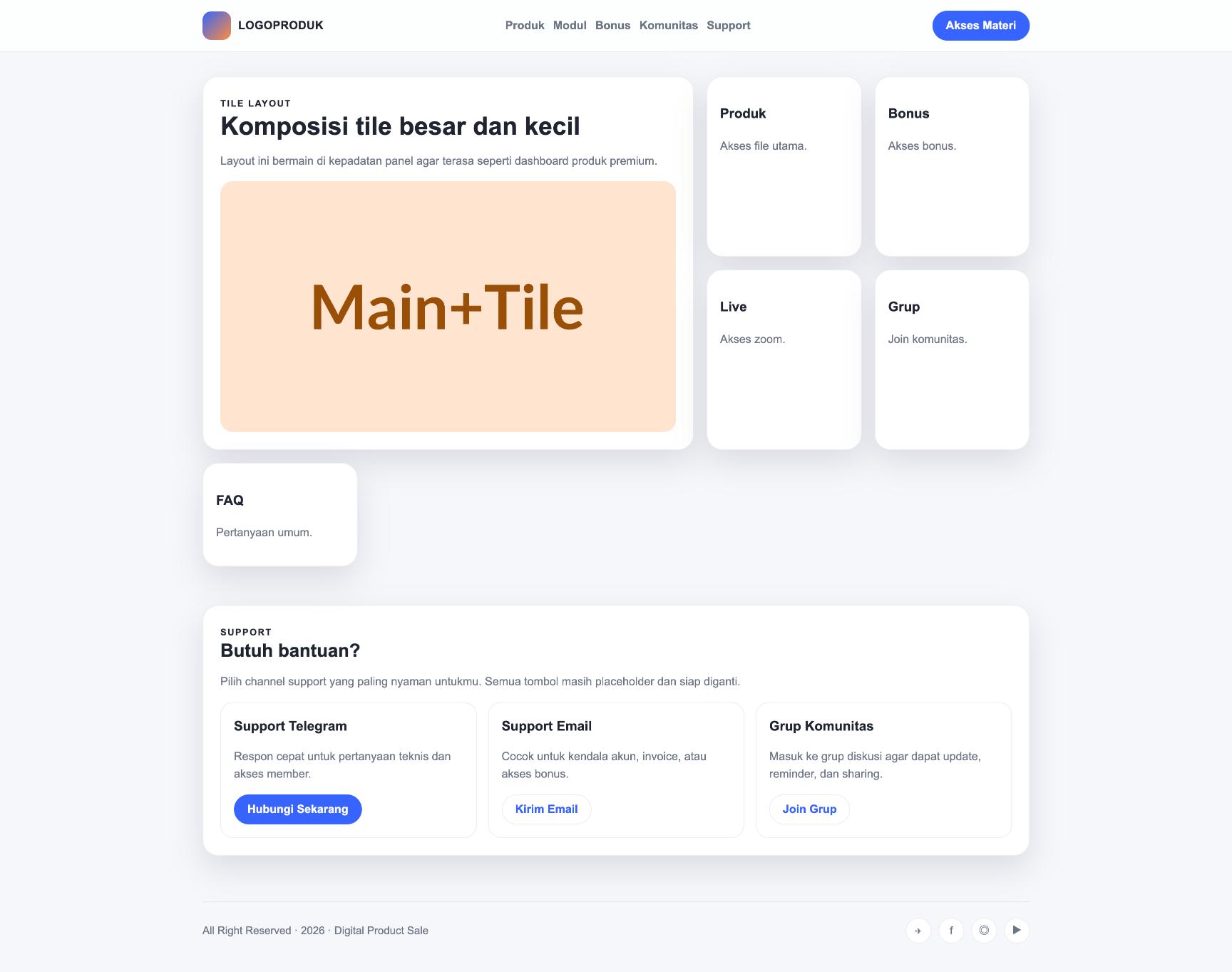 Member Area 66 Tile Dashboard