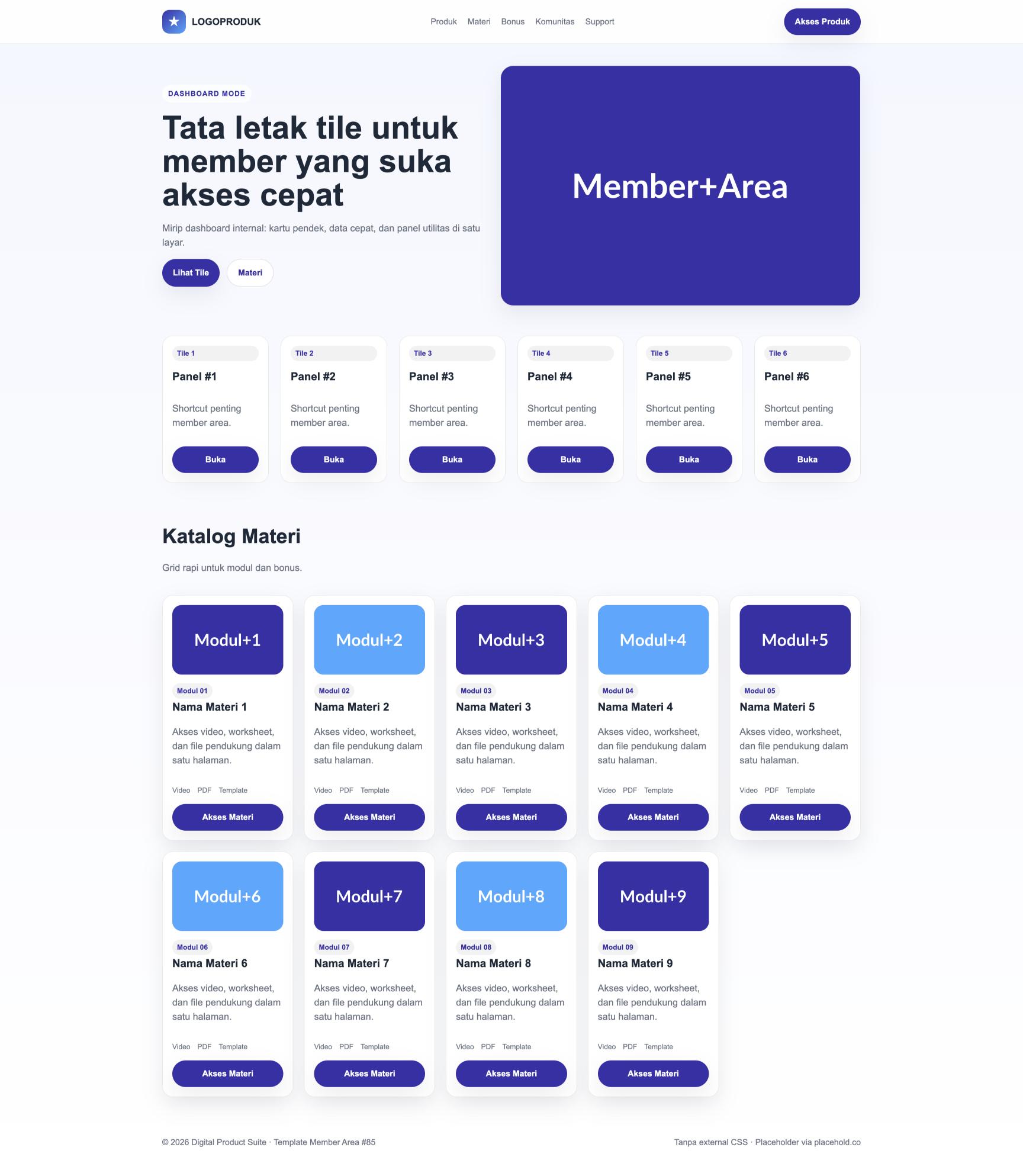 Member Area 85 Indigo Course Column