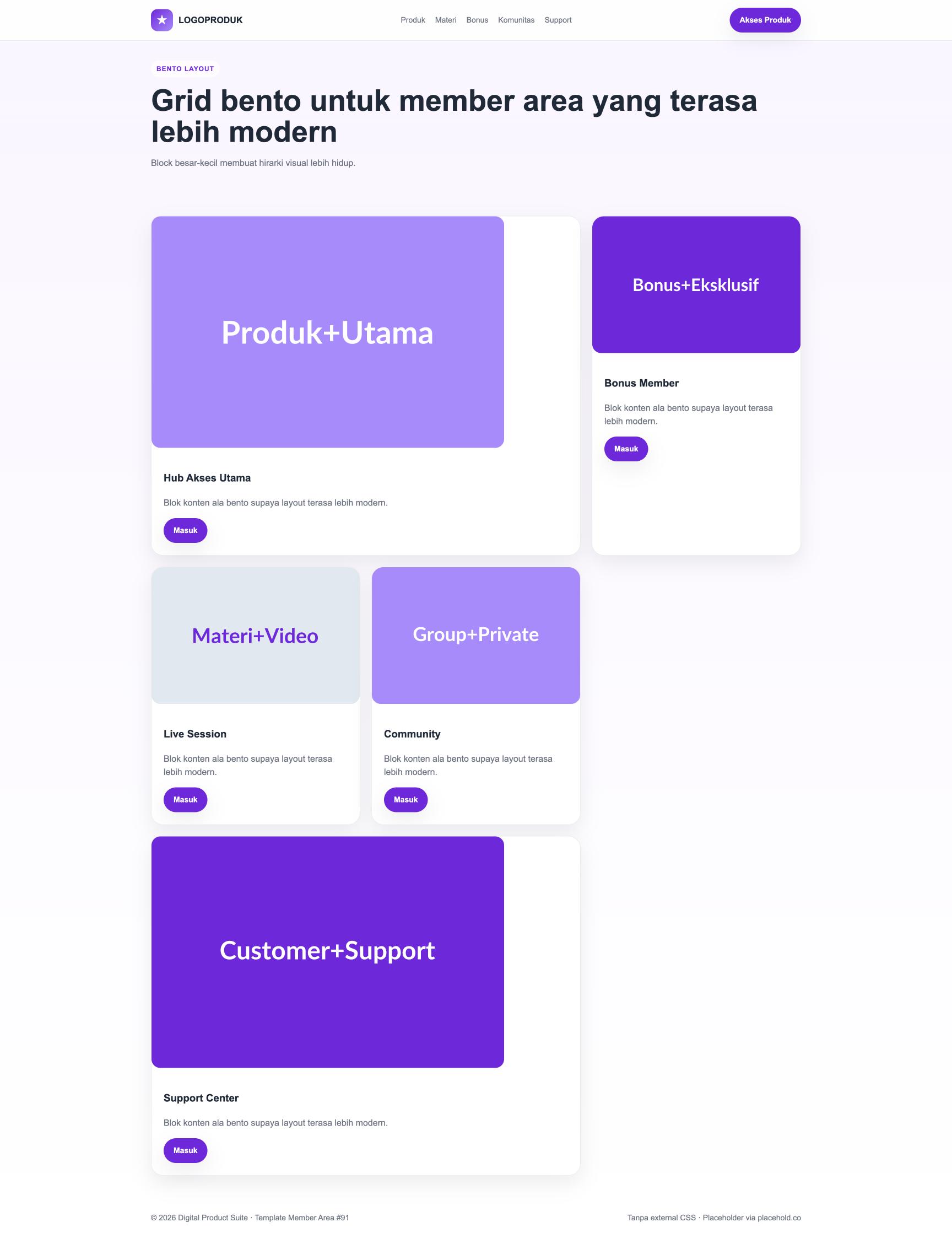 Member Area 91 Violet Community Grid