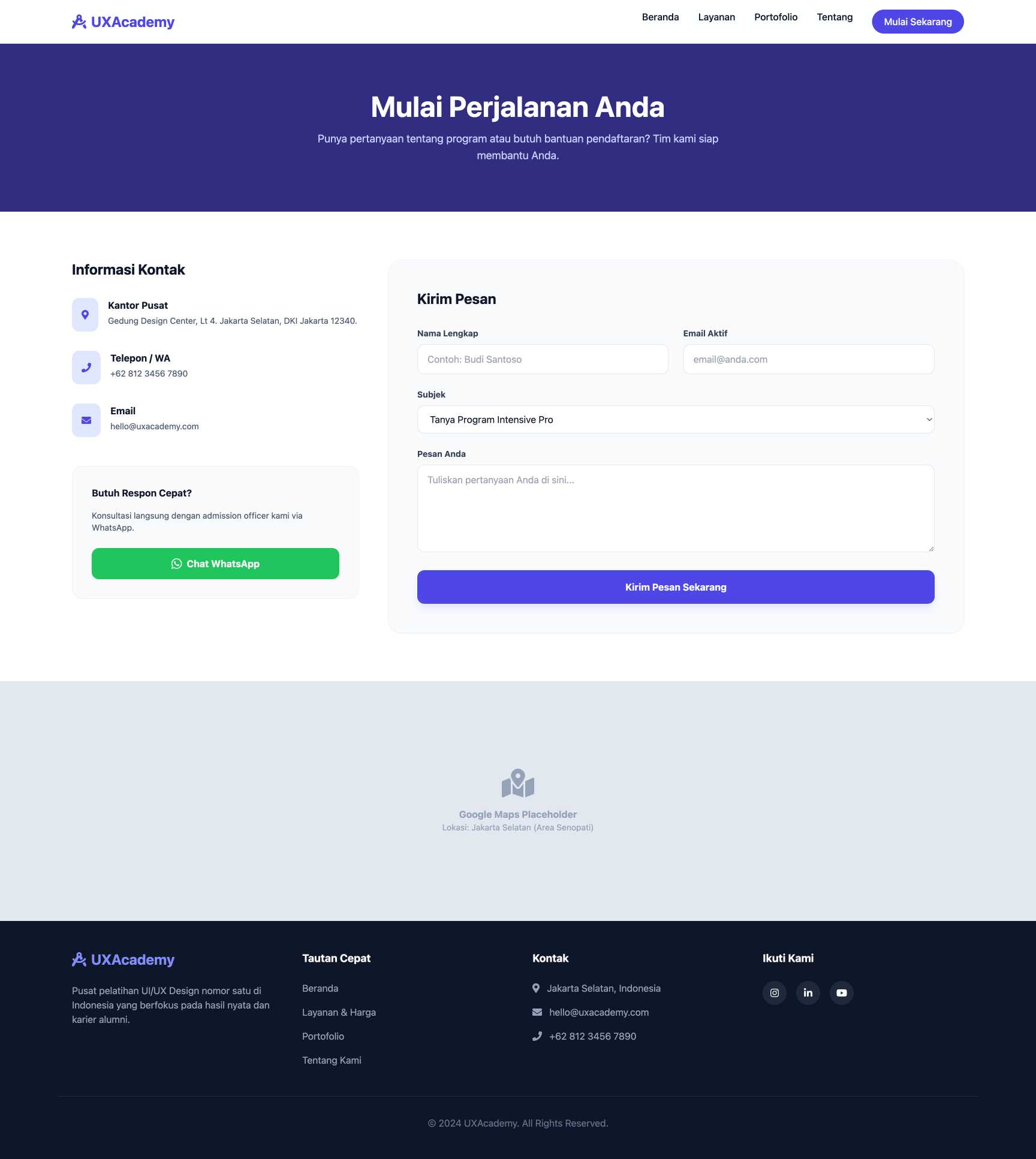 Kursus UI/UX Design & Portofolio | Contact