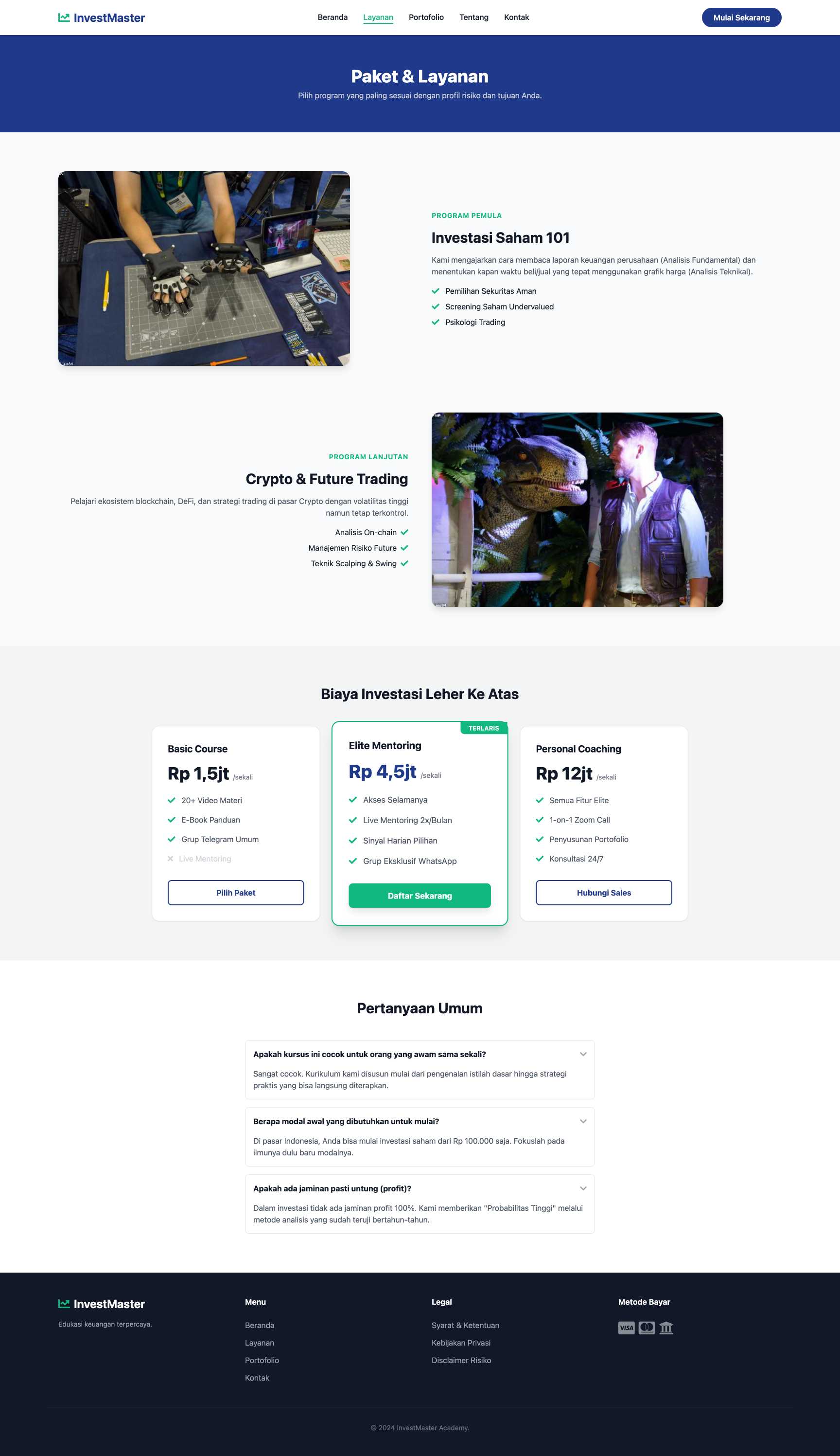 Kelas Investasi Saham & Crypto | Service