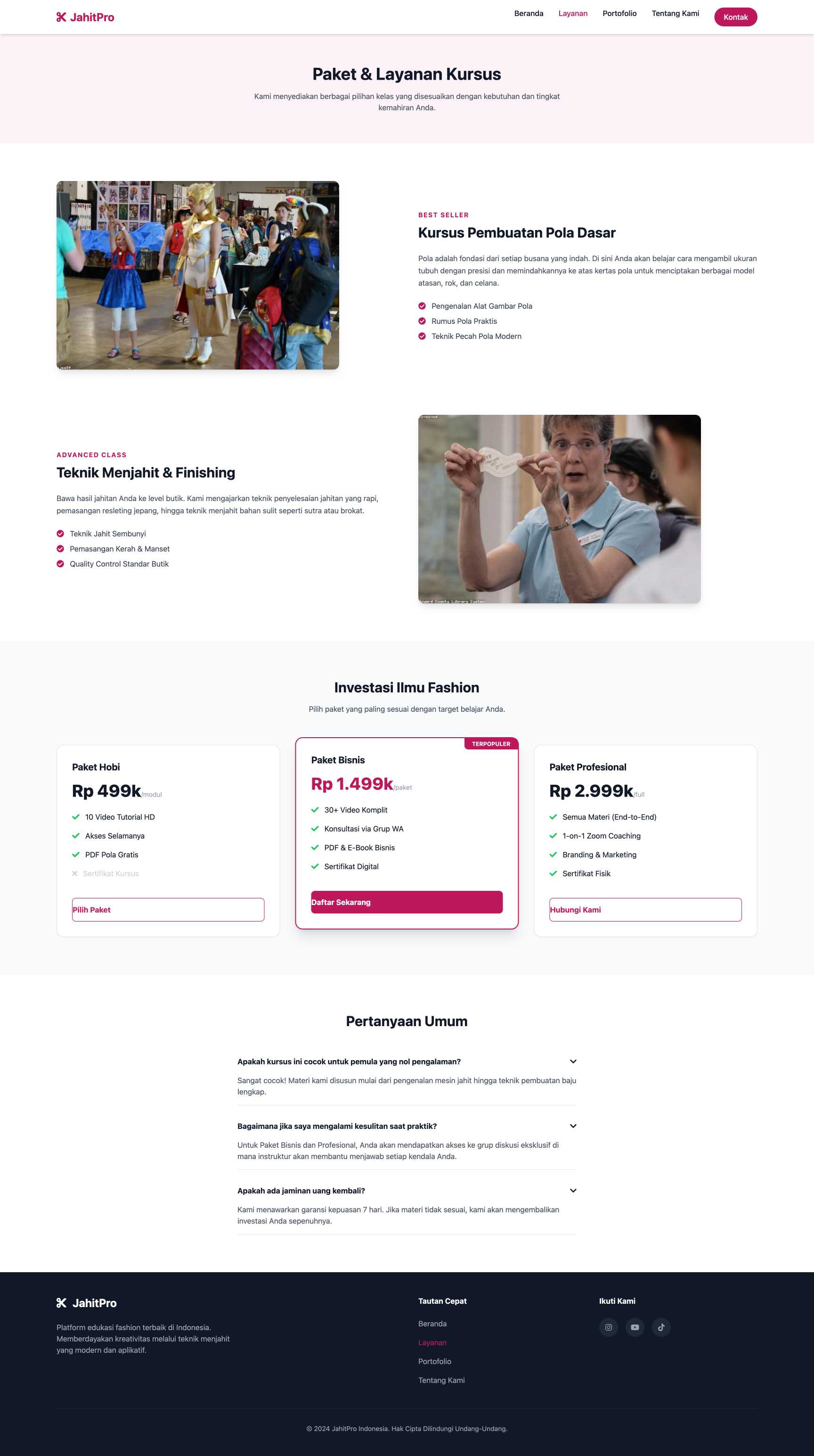 Kursus Menjahit & Fashion Design | Service