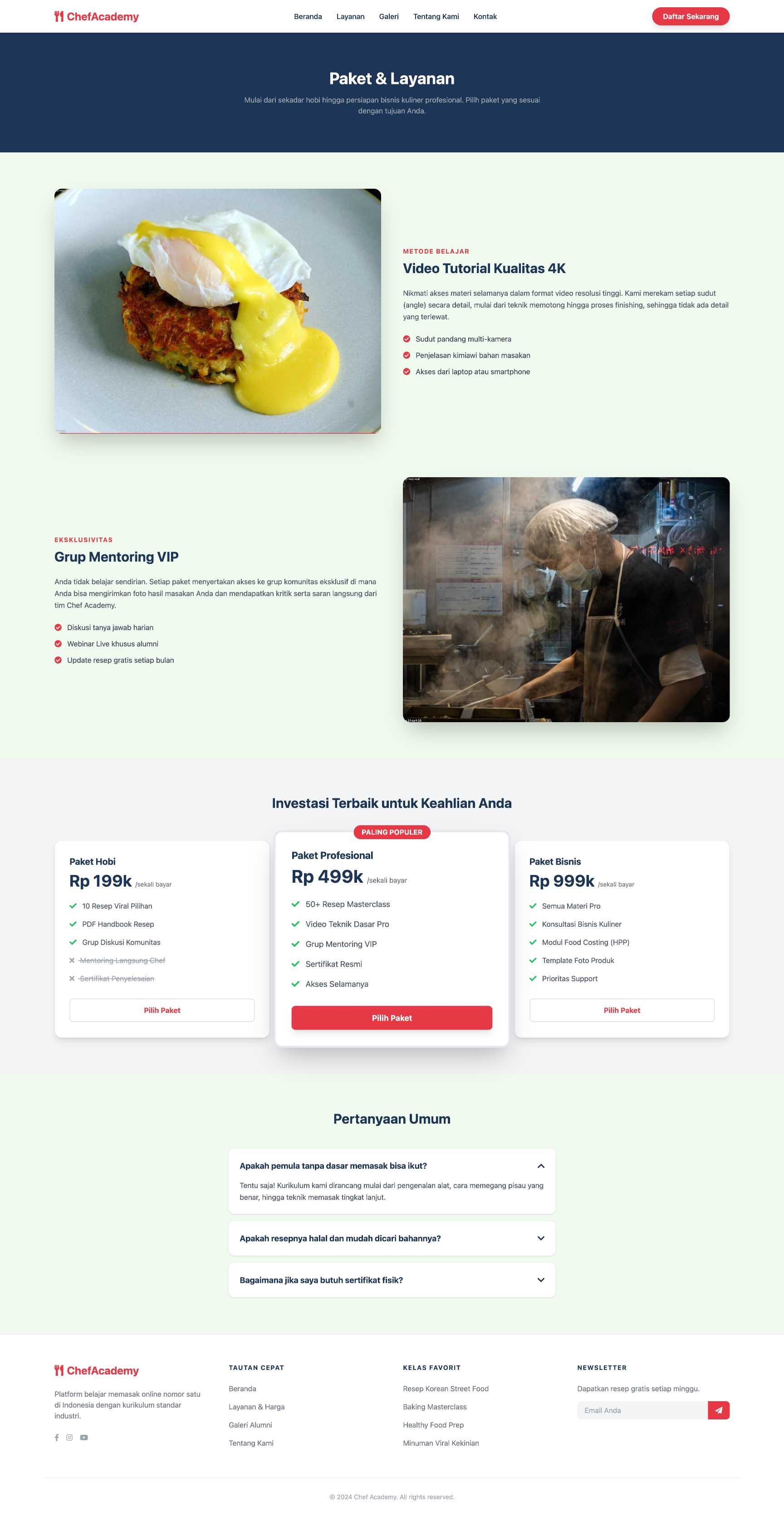 Kelas Memasak & Baking Online | Service