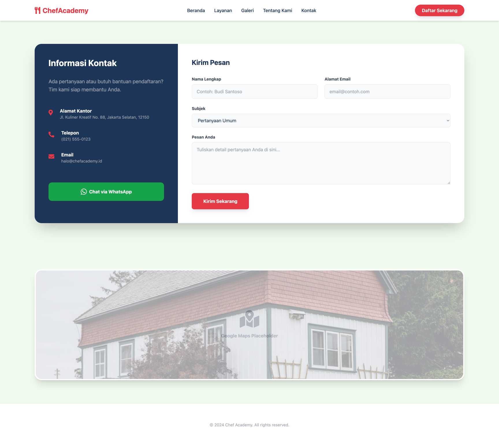 Kelas Memasak & Baking Online | Contact