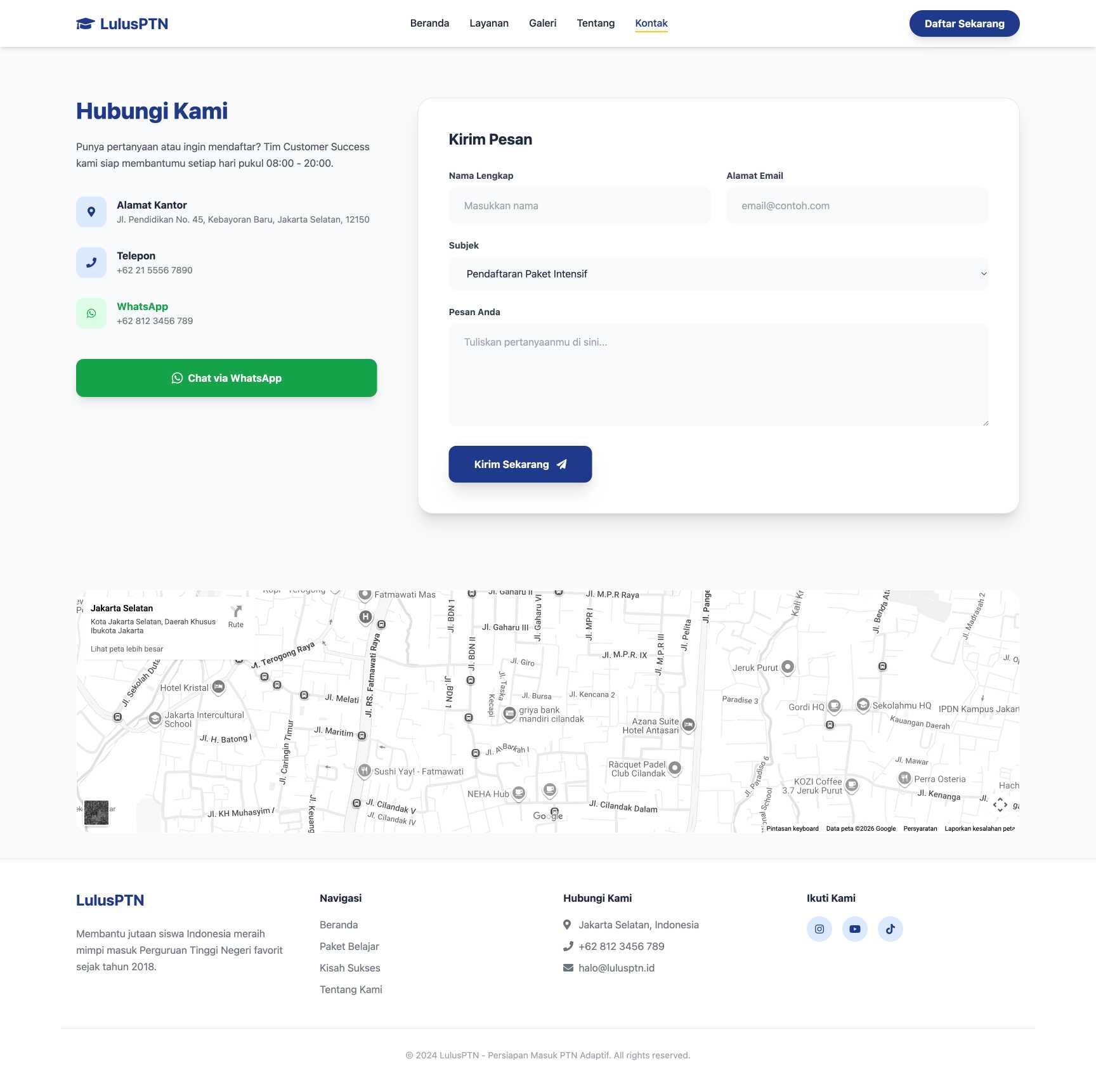 Bimbel UTBK & Ujian Mandiri | Contact