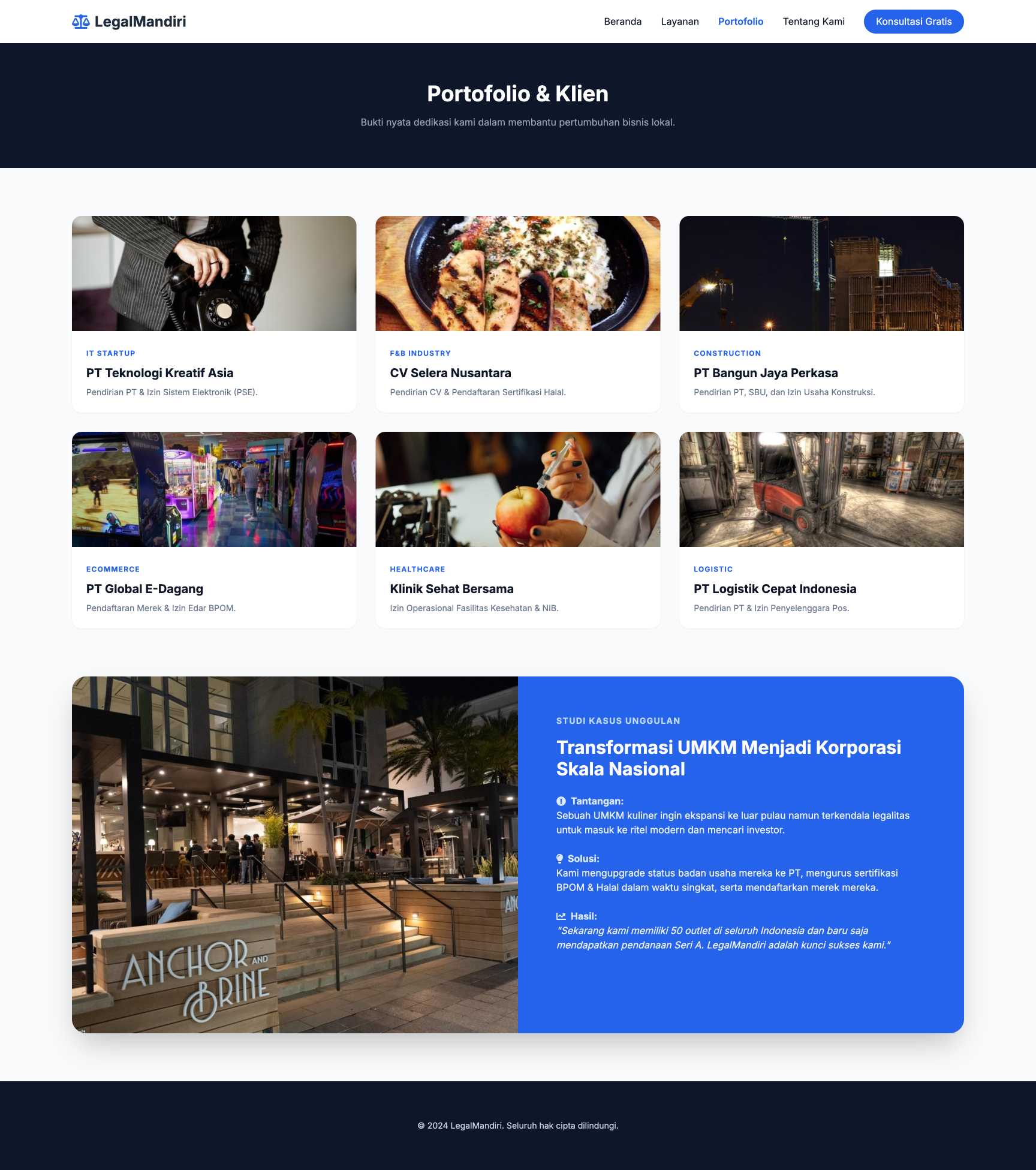 Jasa Pendirian PT/CV & Legal | Portfolio