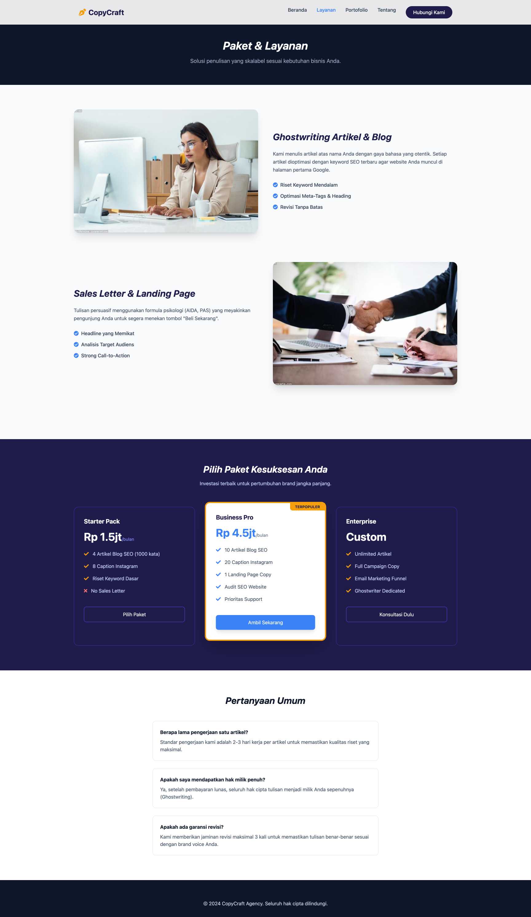 Jasa Copywriting & Ghostwriting | Service