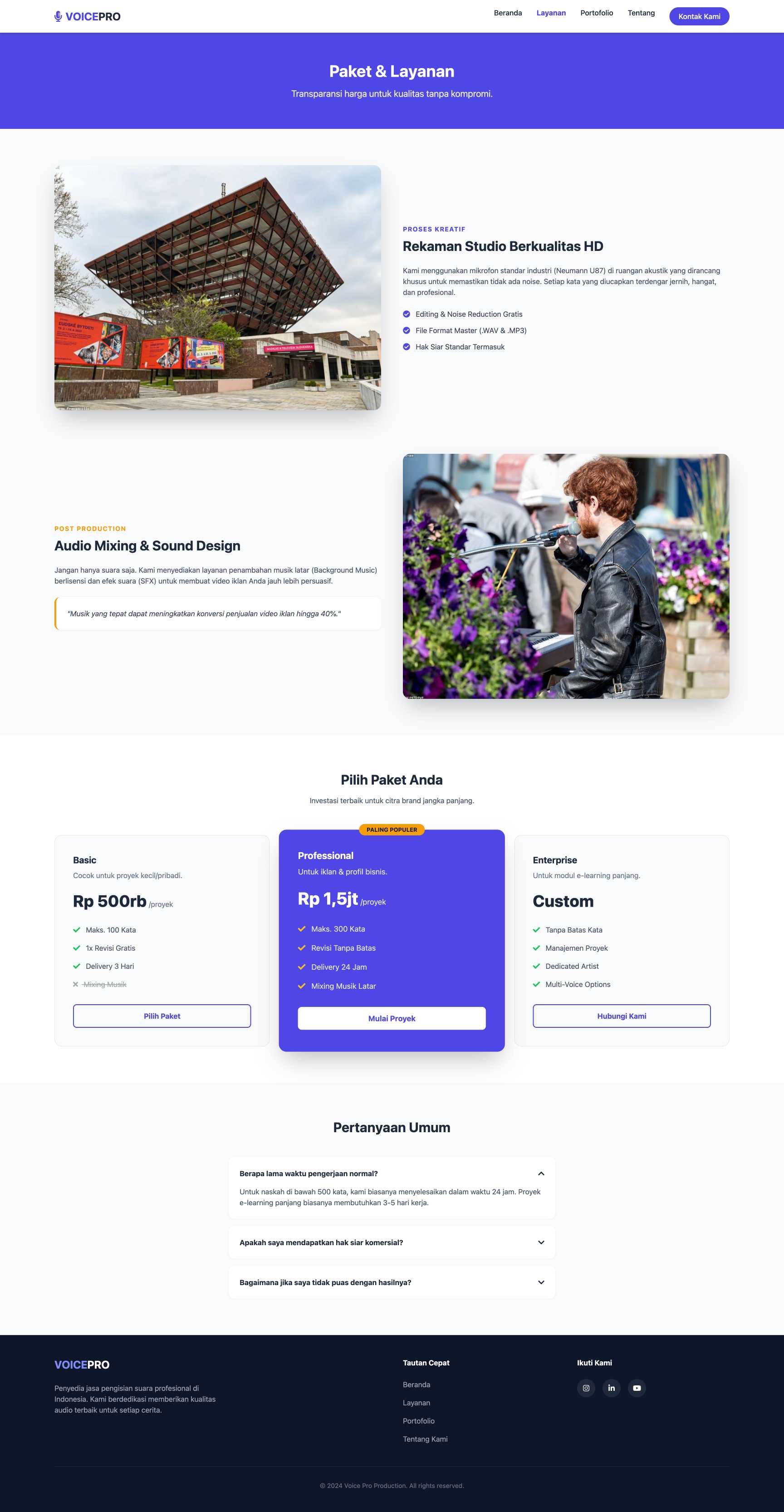 Jasa Voice Over Professional | Service