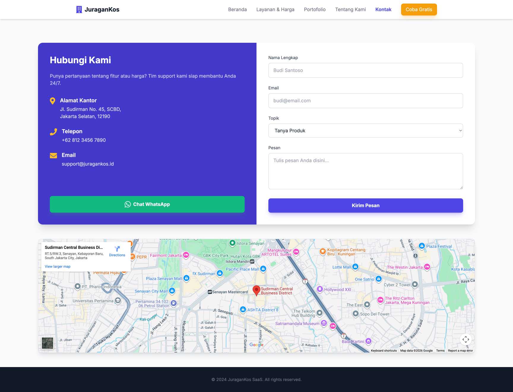 SaaS Manajemen Kos/Kontrakan | Contact